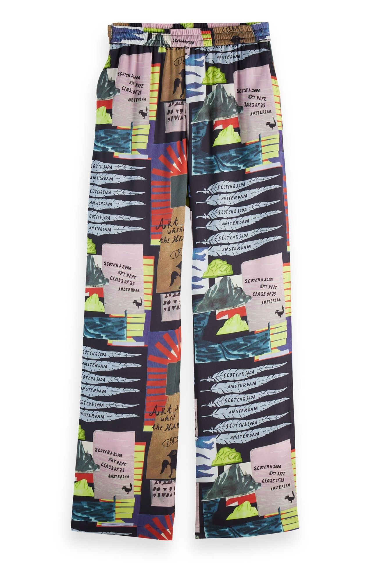 GIA - MID RISE WIDE LEG ELASTICATED TROUSERS ART DEPT COLLAG 5