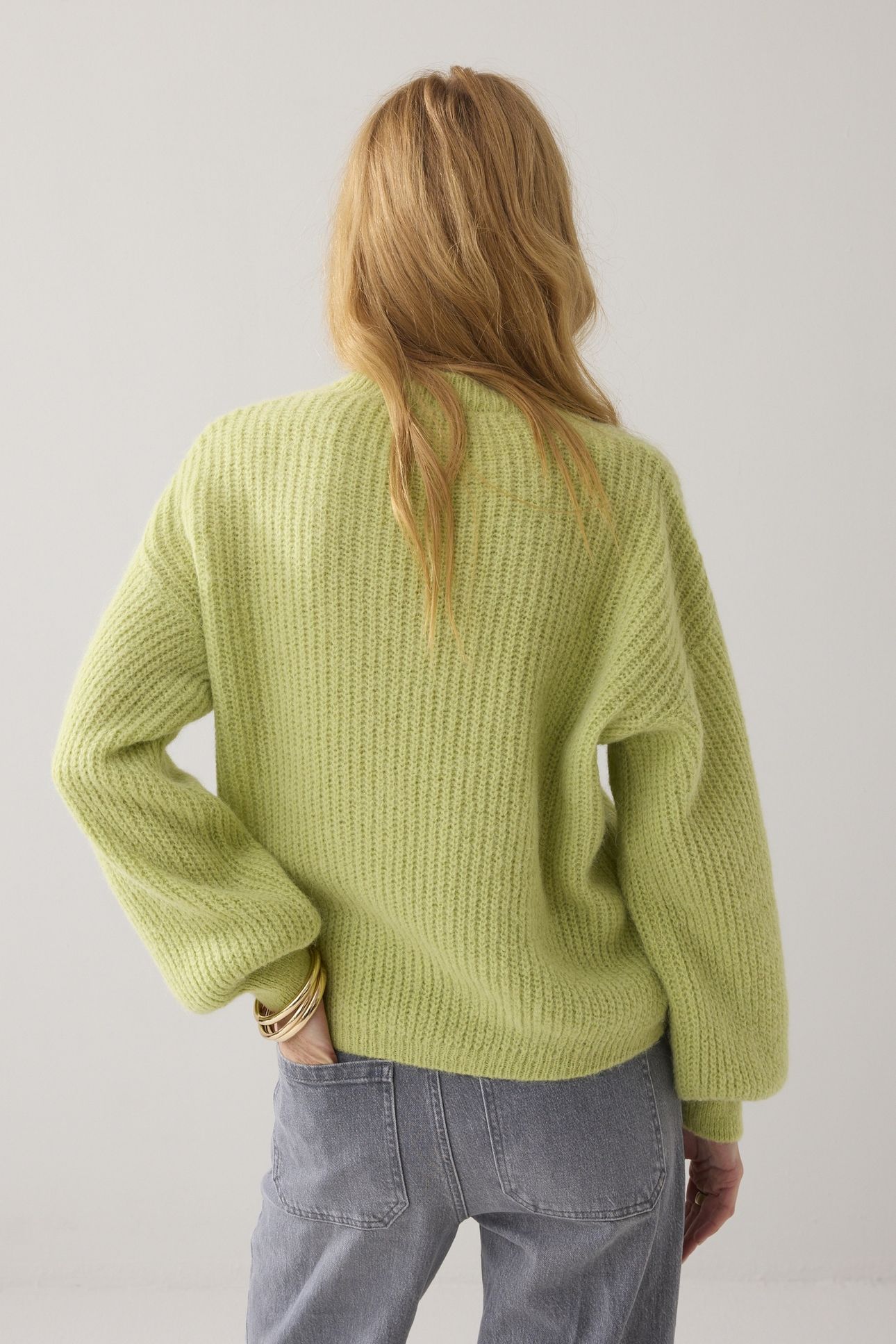 SWEATER GARMENT DYE KNIT MISTY LIME 3