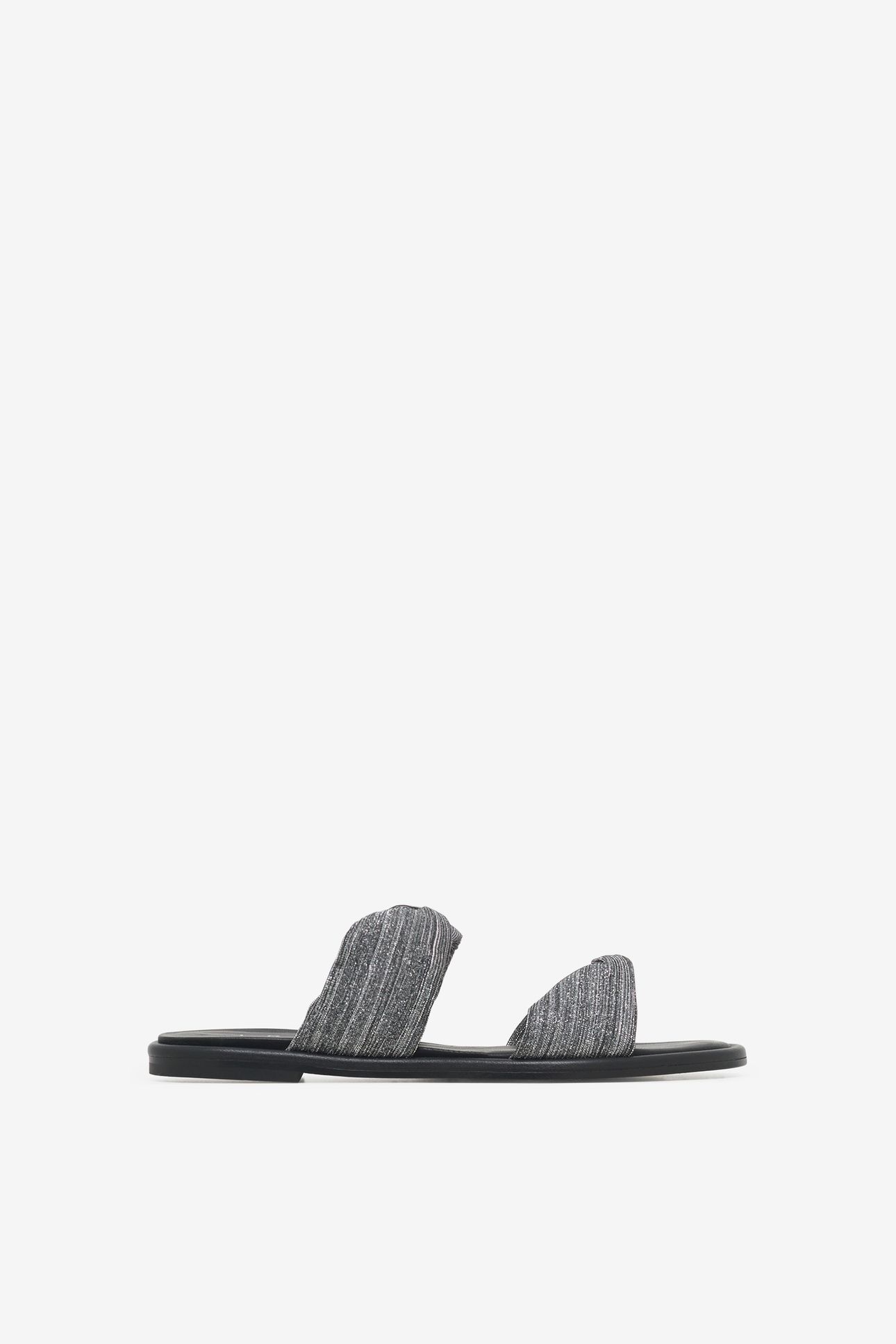 TWIST GLITTER MULES SILVER/BLACK 2