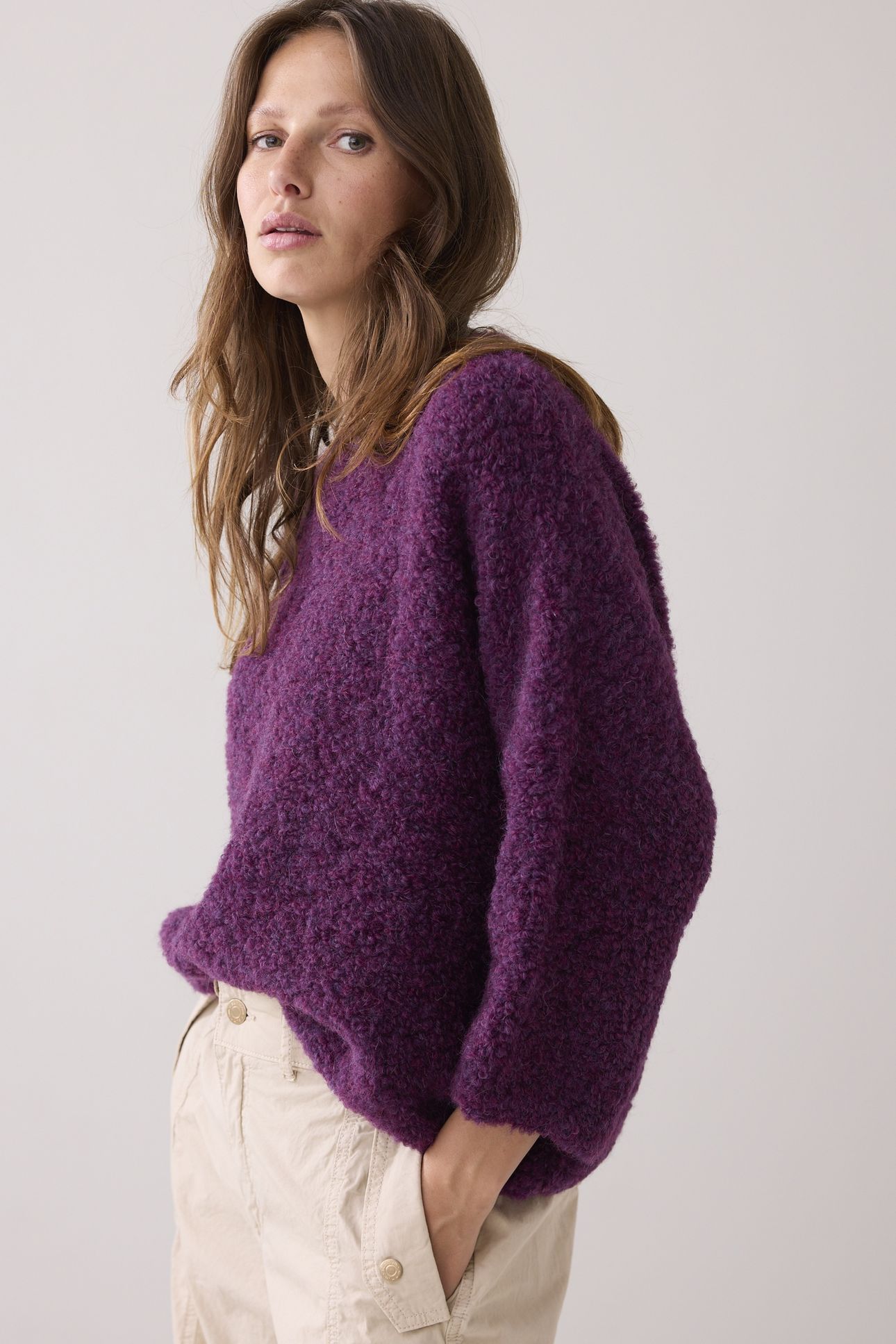 SWEATER SOFT BOUCLE KNIT WINEBERRY 3