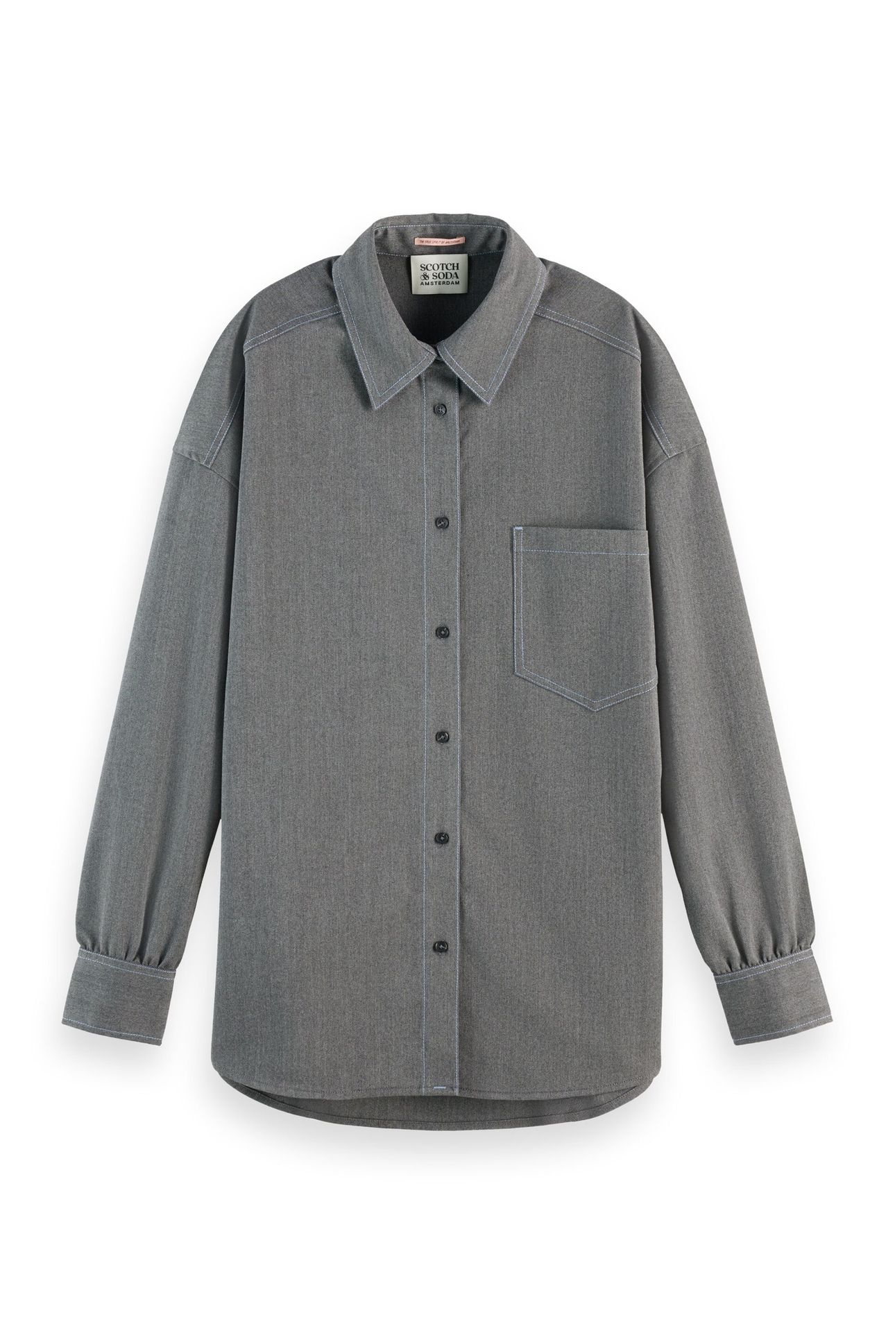 GIRLFRIEND HERRINGBONE SHIRT GREY BLACK HERRINGBONE 5