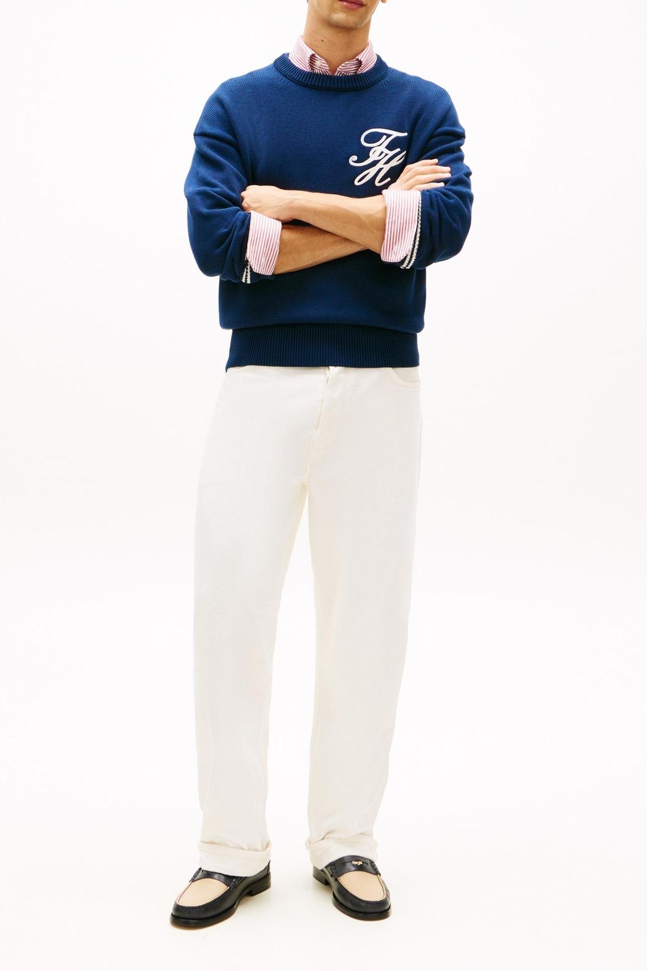 CHUNKY COTTON CREW NECK SWEATER CARBON NAVY 1