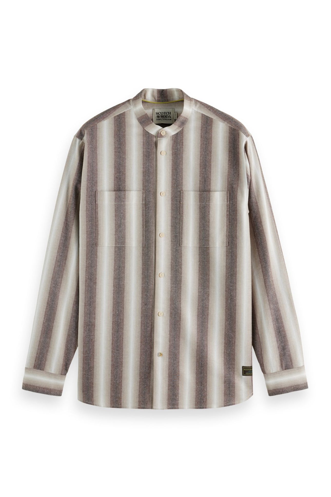 SHADOW-STRIPED COTTON SHIRT PLAZA TAUPE SHADOW STRIPE 1