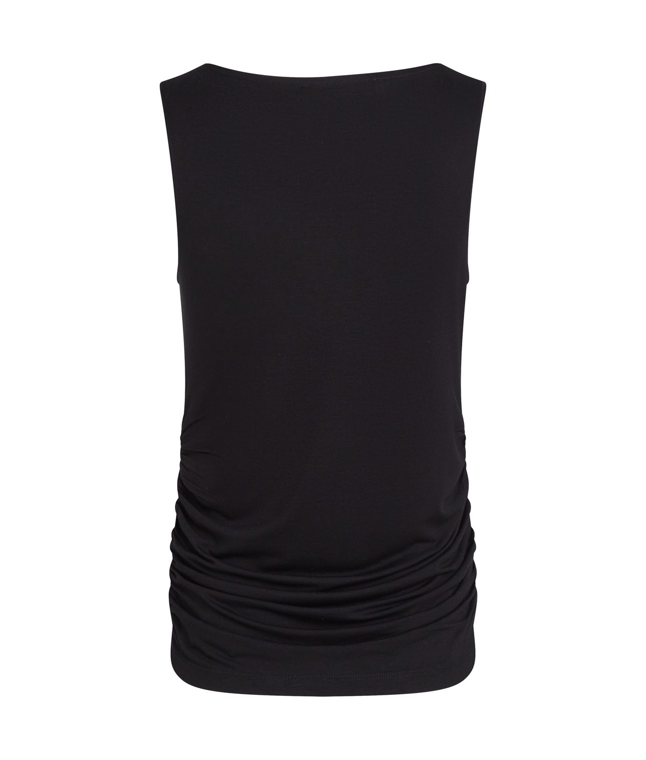 BOAT NECK RUCHED DETAIL TOP BLACK 2