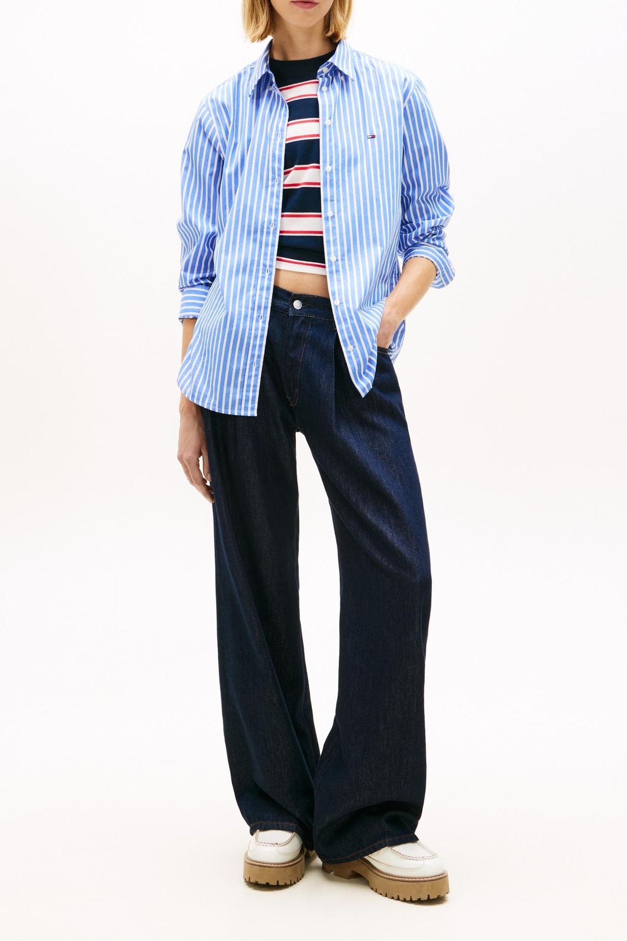 TJW REGULAR POPLIN SHIRT EMPIRE BLUE/STRIPE 2