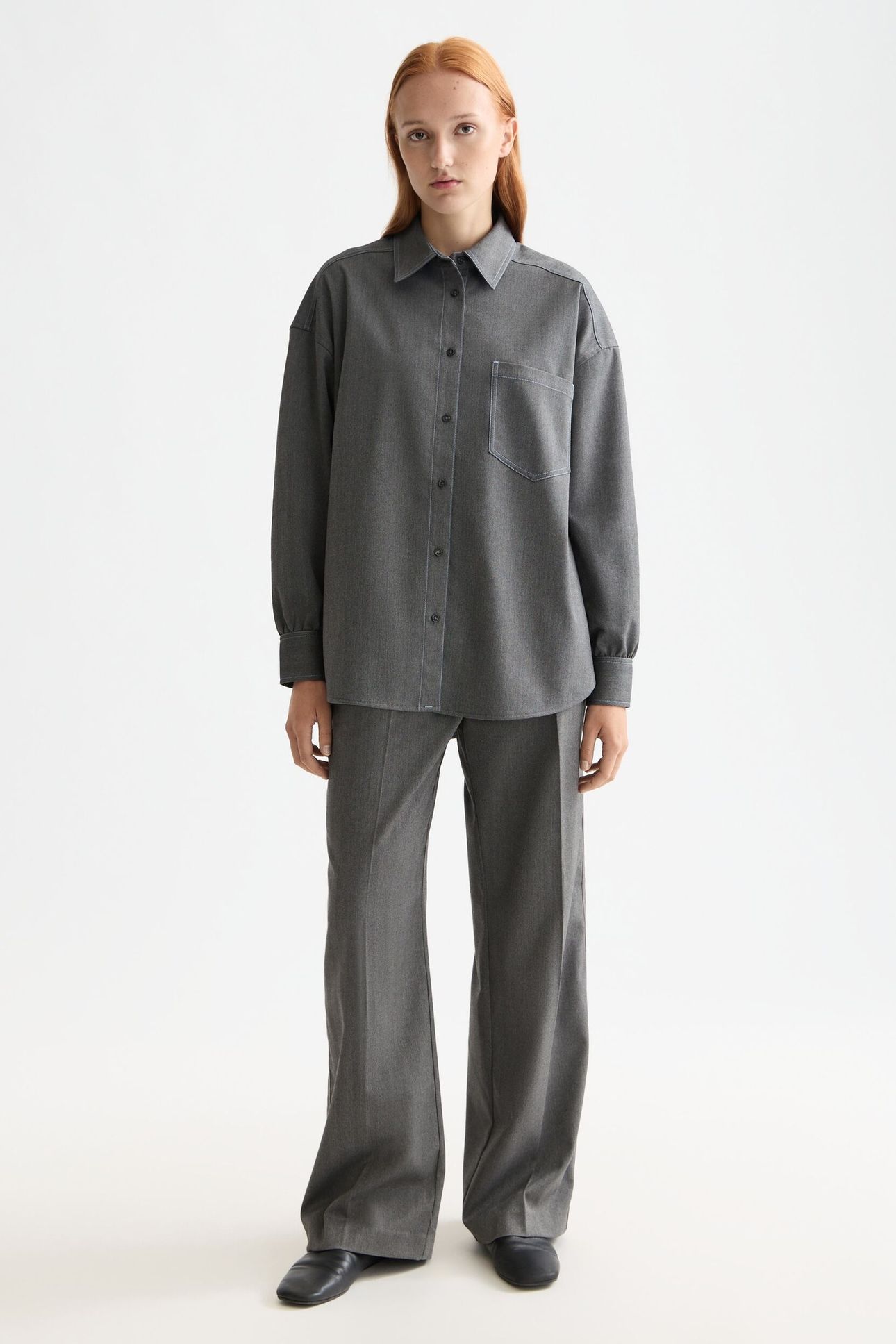 GIRLFRIEND HERRINGBONE SHIRT GREY BLACK HERRINGBONE 4