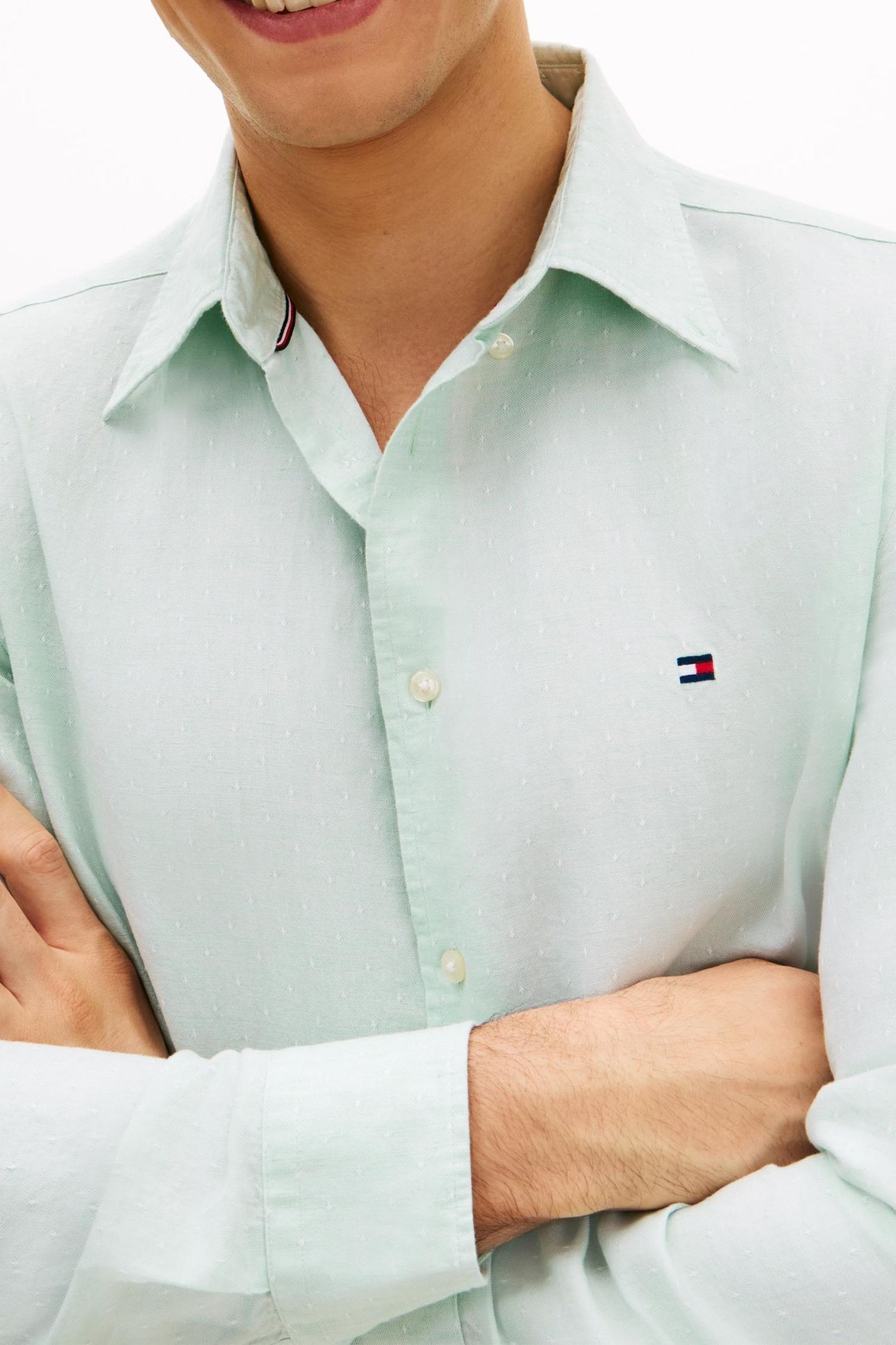 LINEN BLEND DOBBY RF SHIRT CRUSHED MINT 5