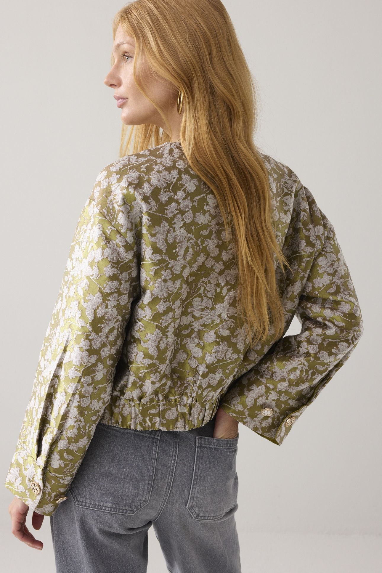 JACKET BOMBER LEAVES JAQUARD MISTY LIME 3