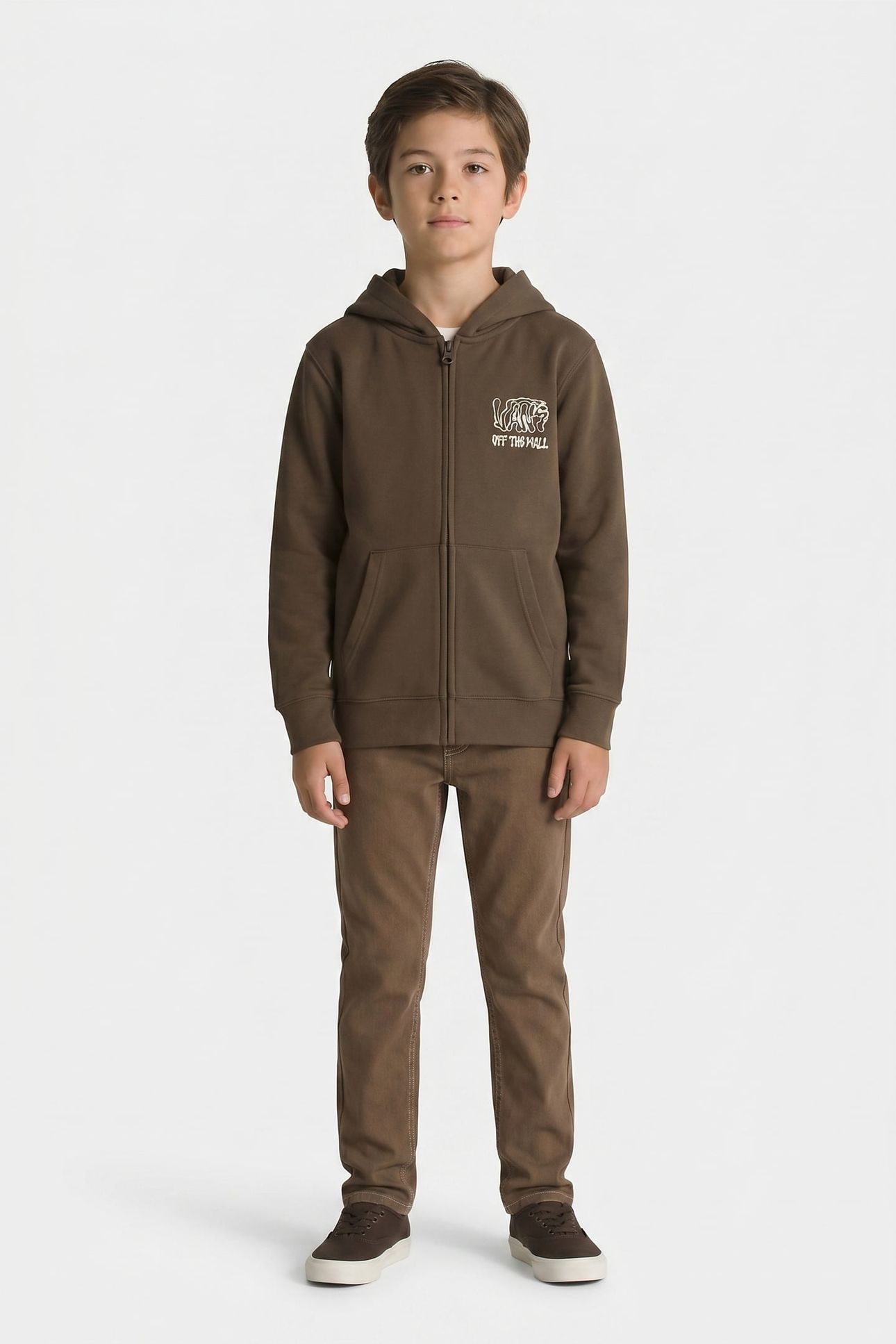 BOYS RIPPLED FULL ZIP COAL BROWN 1