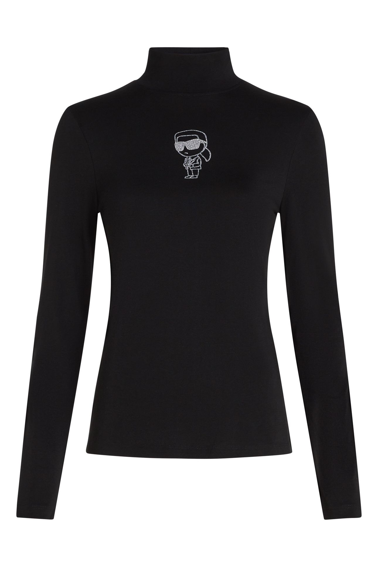 IKON GLITTER MOCK NECK LS TOP BLACK 1