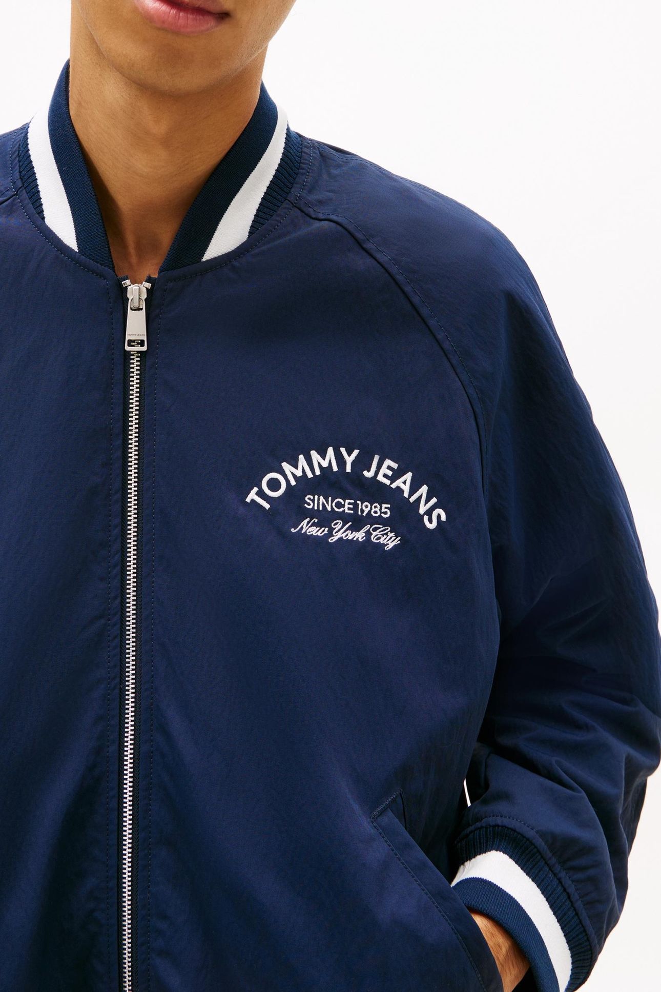 TJM VARSITY NYLON BOMBER JACKET DARK NIGHT NAVY 5