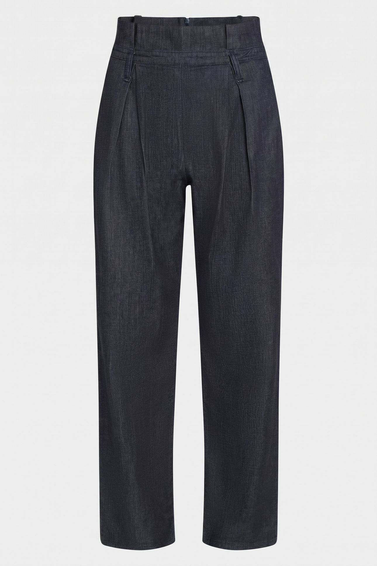 PLEATED PAPER BAG DENIM PANTS DARK BLUE 3