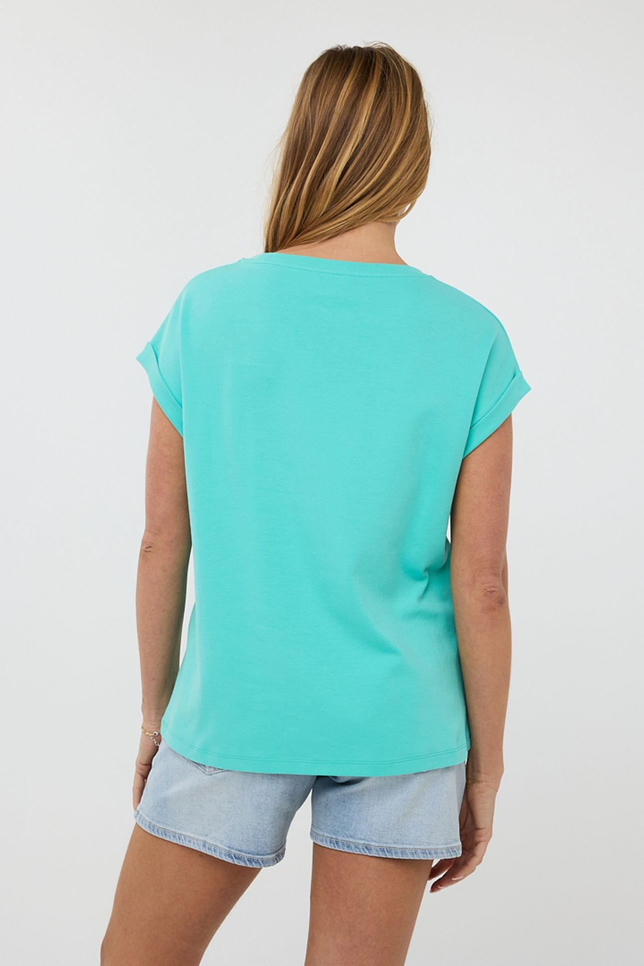 T-SHIRT ROLLED UP SLVE LAGOON 3