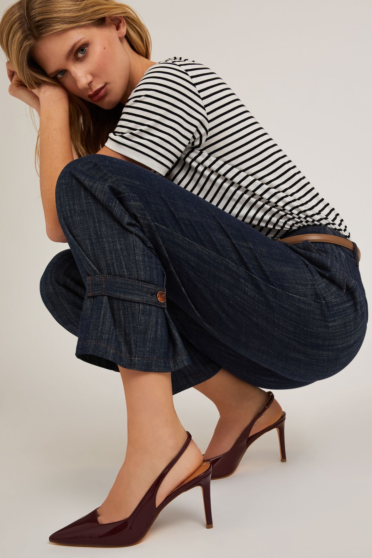 TROUSERS WITH DENIM EFFECT STRAP ON THE HEM BLUE 5