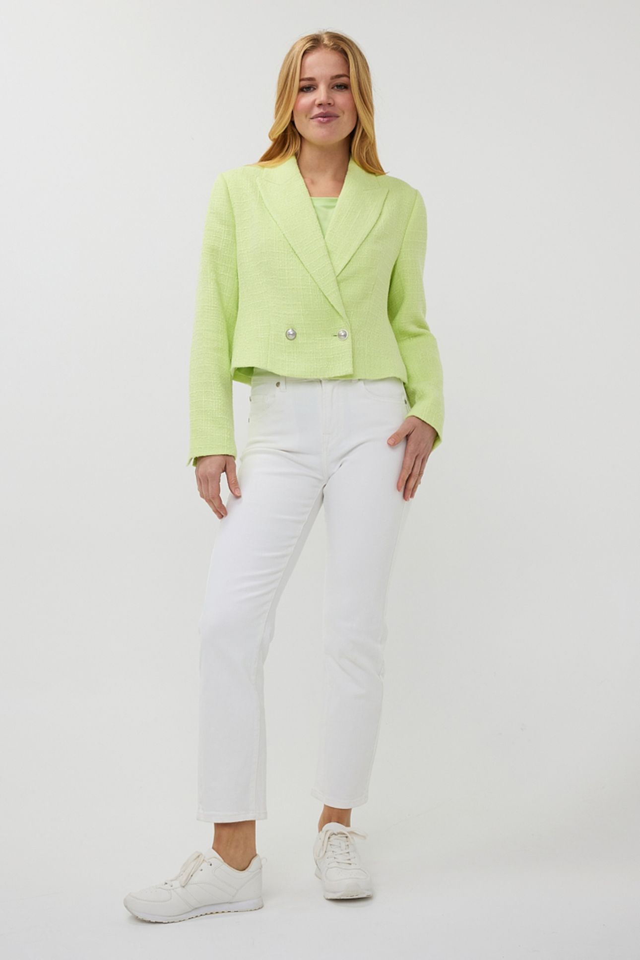 BLAZER DOUBLE BREASTED TWEED APPLE GREEN 1