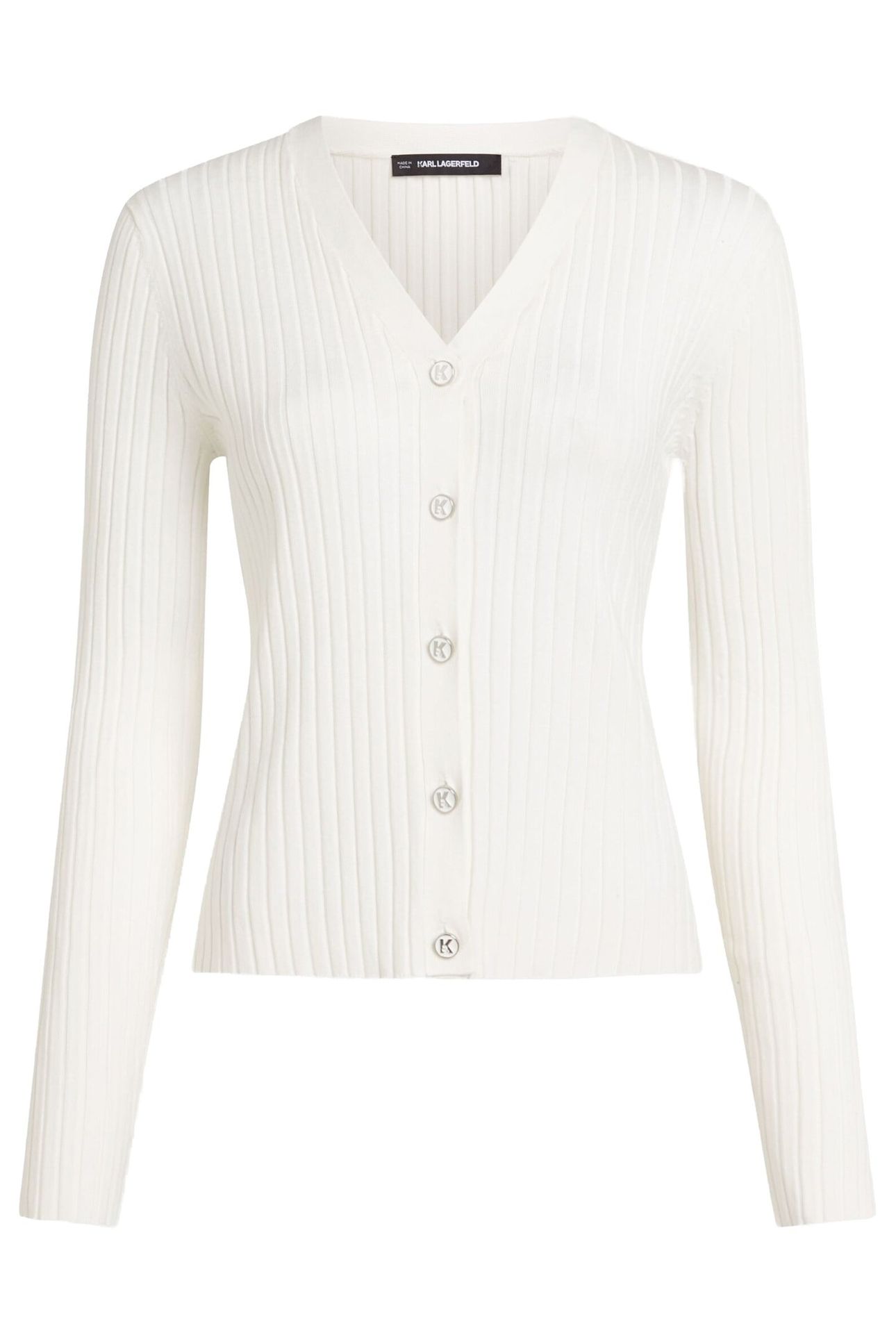 K BUTTON KNIT CARDIGAN SNOW WHITE 1