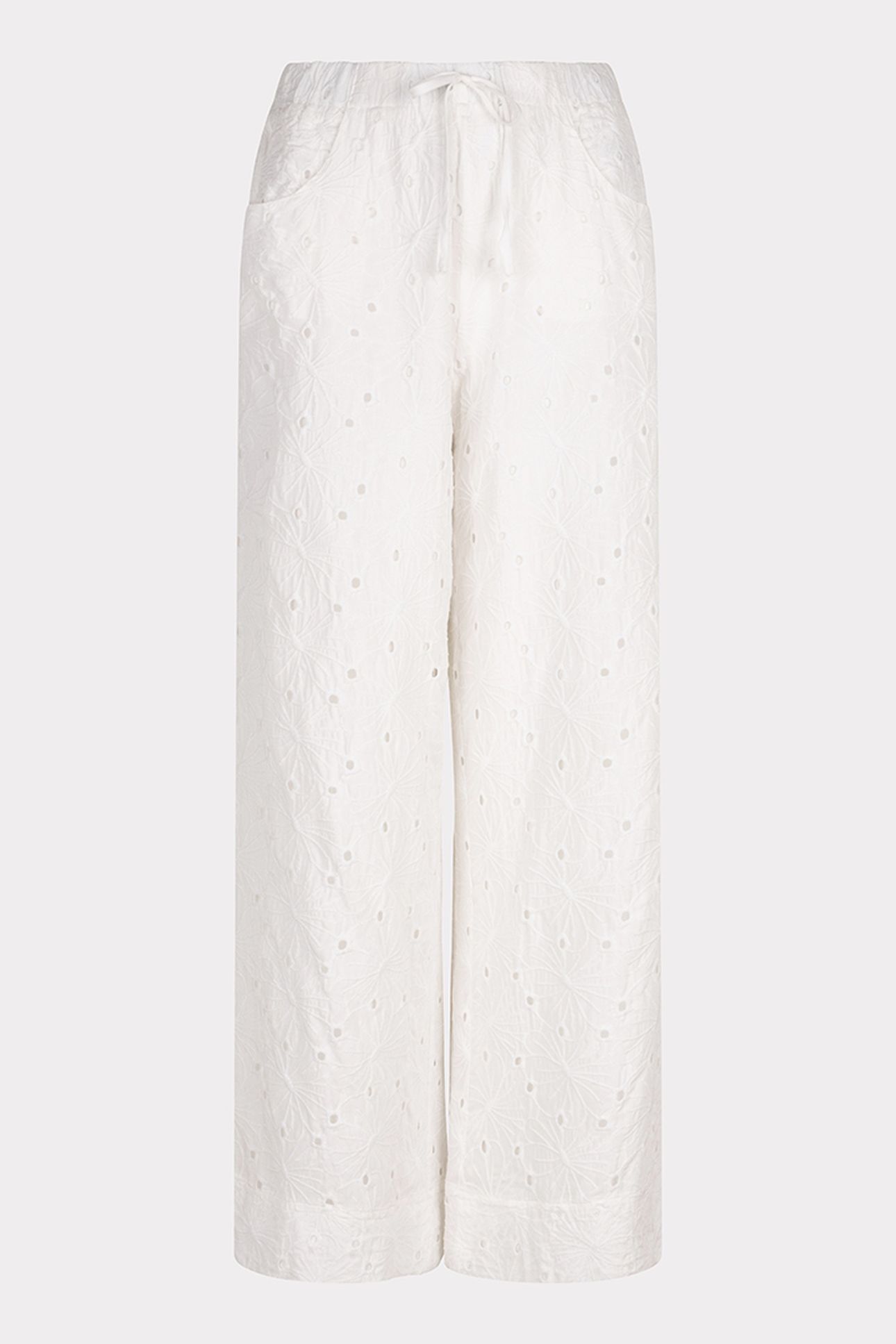 TROUSERS EMBROIDERY FLOWER OFF WHITE 4