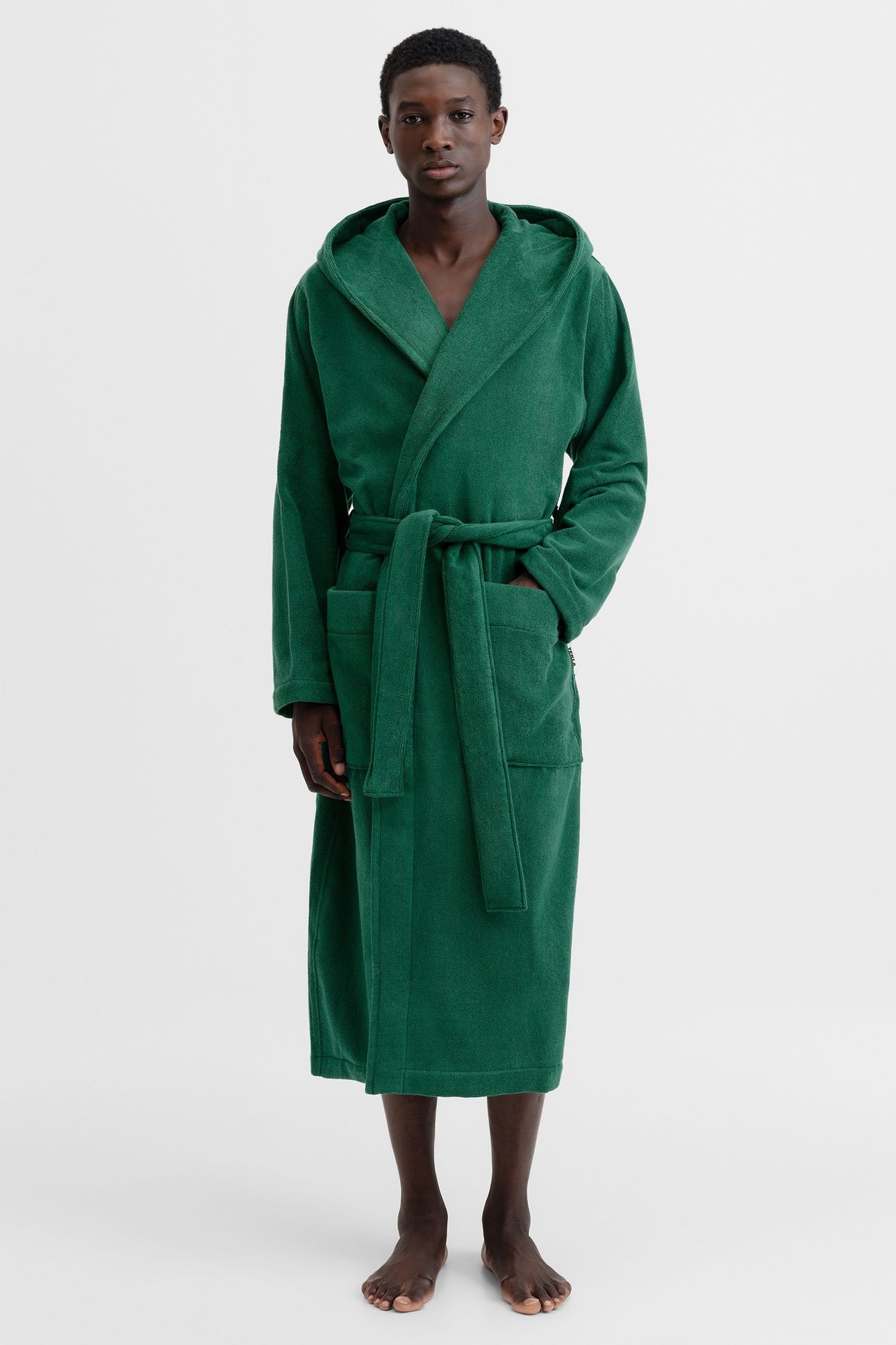 UNISEX HOODED BATHROBE TEAL GREEN 4