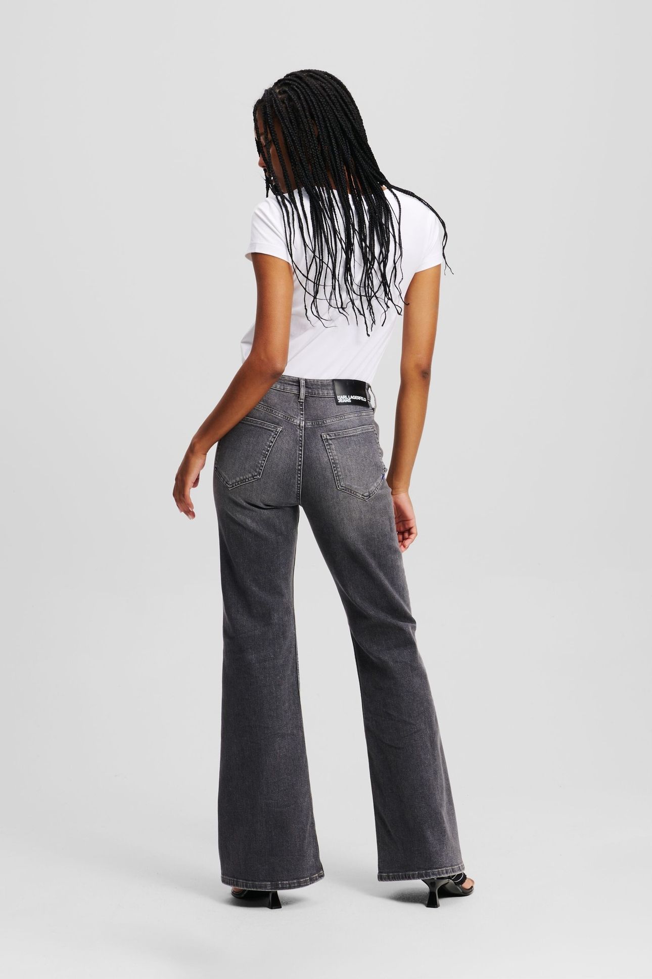 FLARED SHANK DENIM VISUAL WASHED BLACK 2