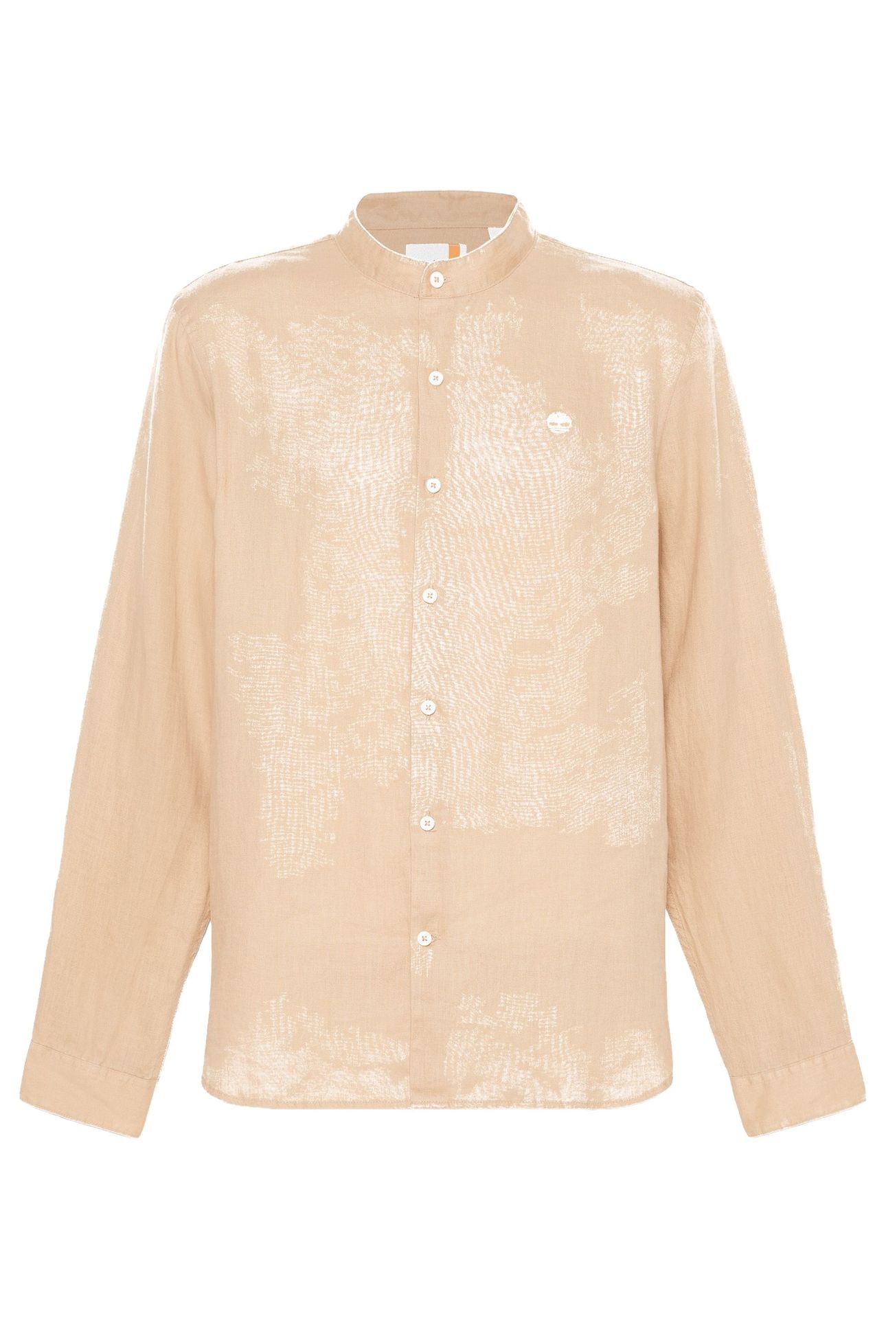 LINEN KOREAN COLLAR SHIRT MEDIUM BEIGE 3