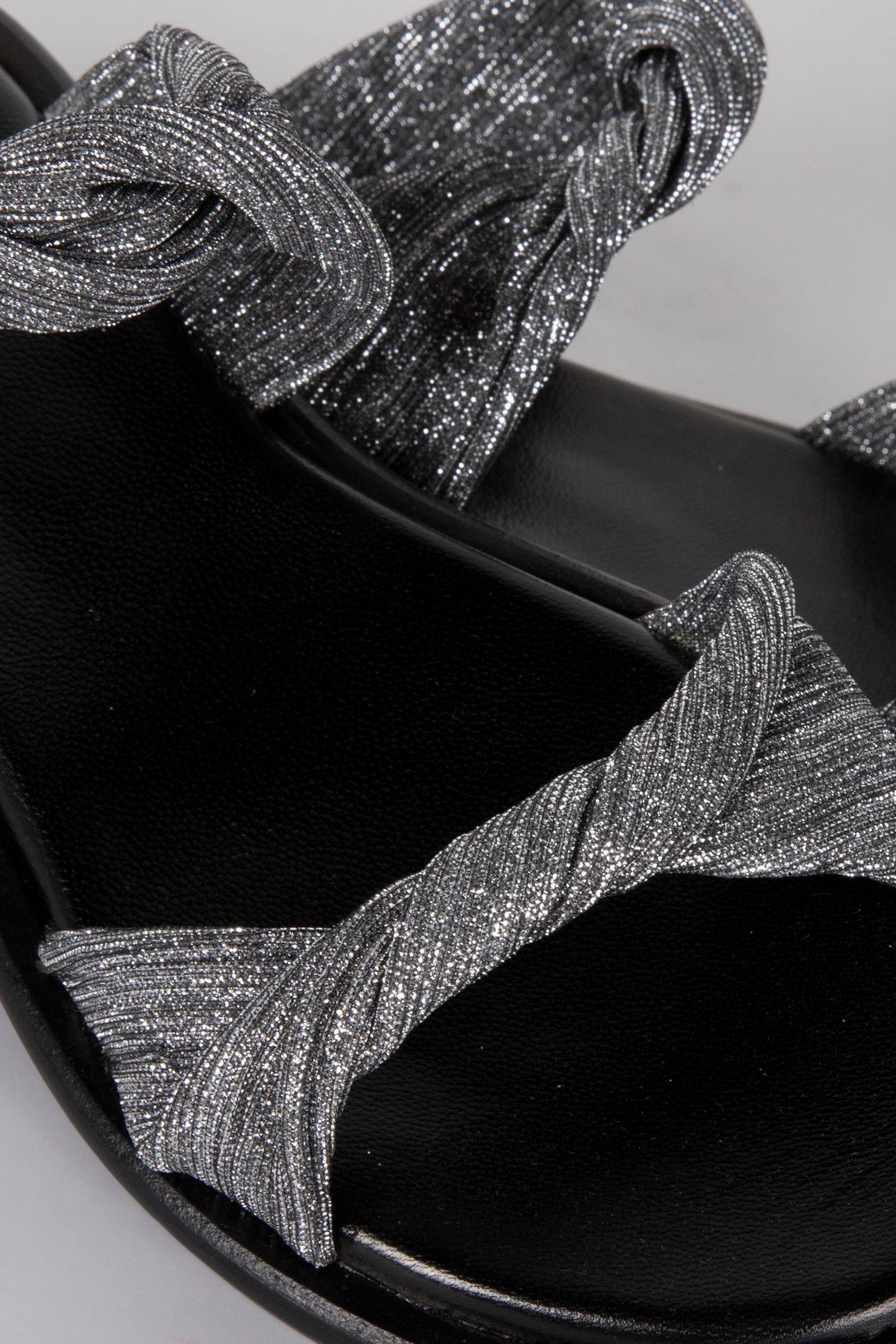 TWIST GLITTER MULES SILVER/BLACK 9