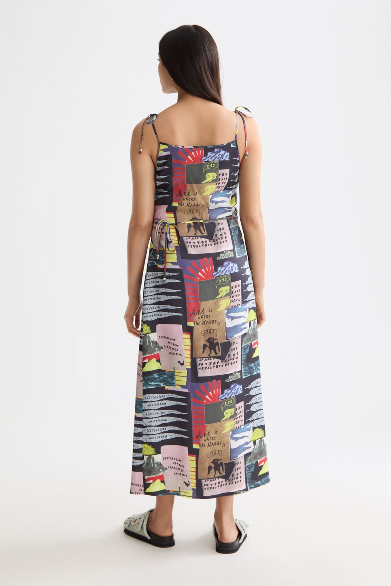 MIDI SLIP DRESS WITH TIED STRAPS AND DRAPED WAIST ART DEPT C 3