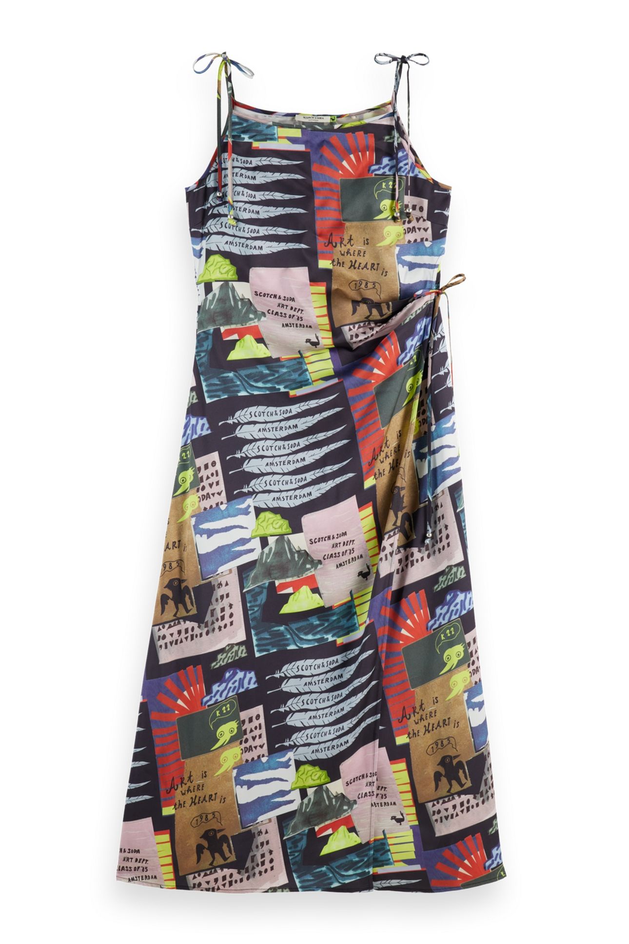 MIDI SLIP DRESS WITH TIED STRAPS AND DRAPED WAIST ART DEPT C 4