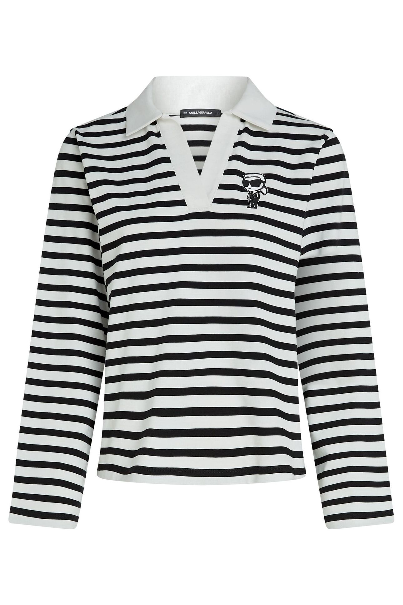 IKON SKETCH STRIPE LONGSLEEVE POLO BLACK-CANNOLI CREAM 5