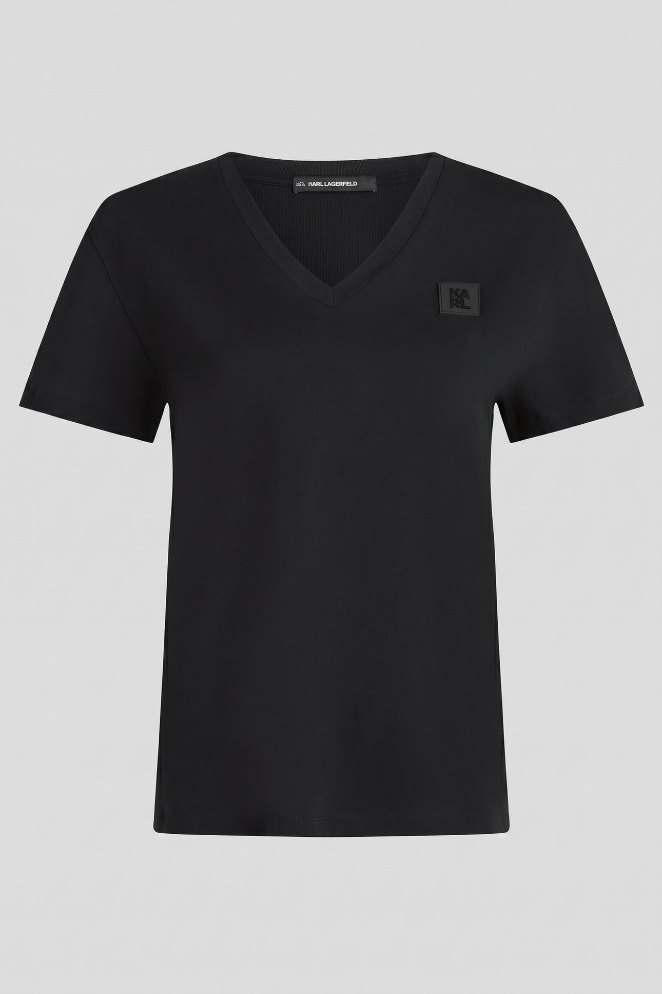 RUBBER PATCH V-NECK T-SHIRT BLACK 7