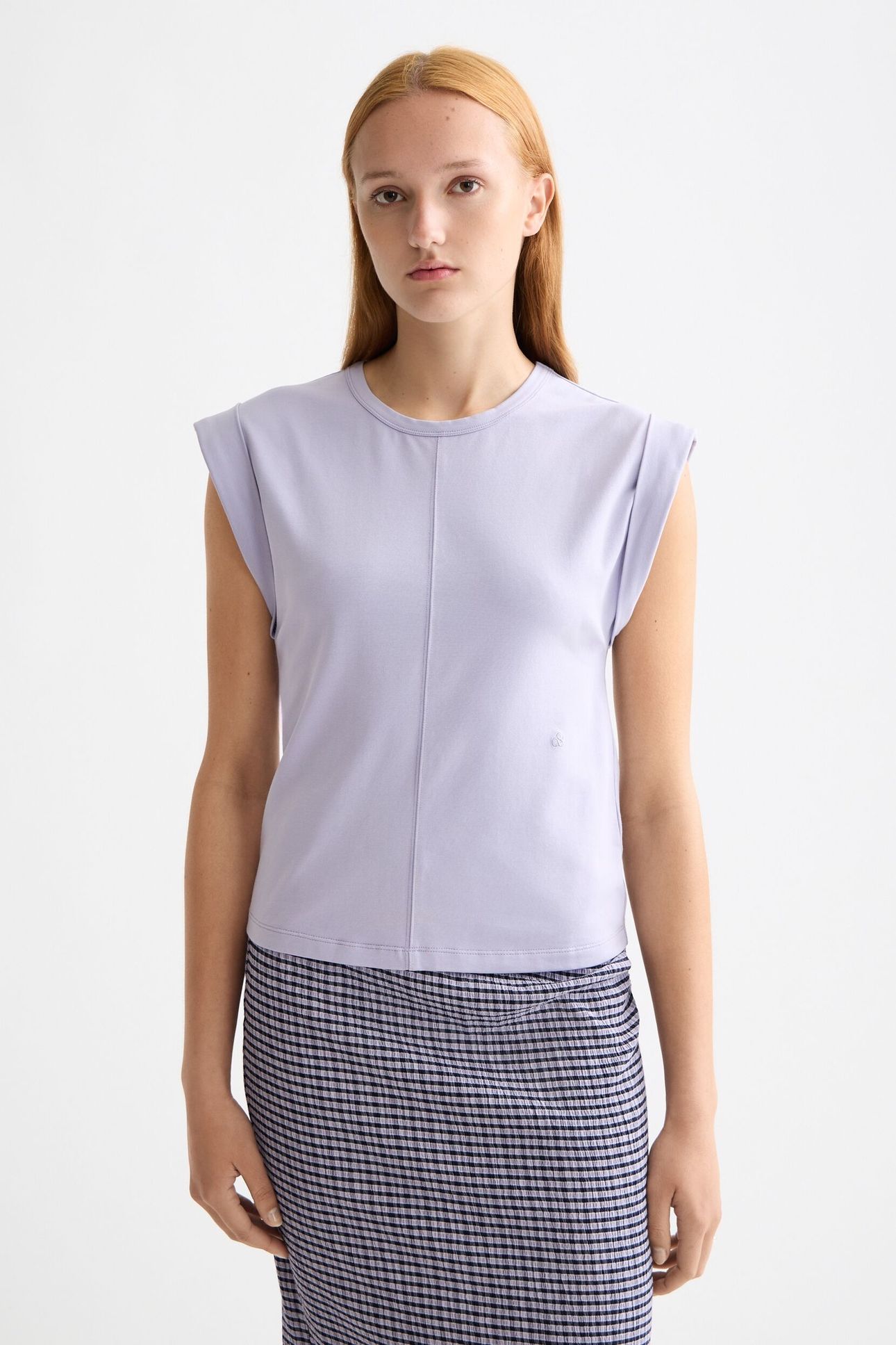 FITTED ROLLED-UP SLEEVE T-SHIRT LANGUID LAVENDER 3