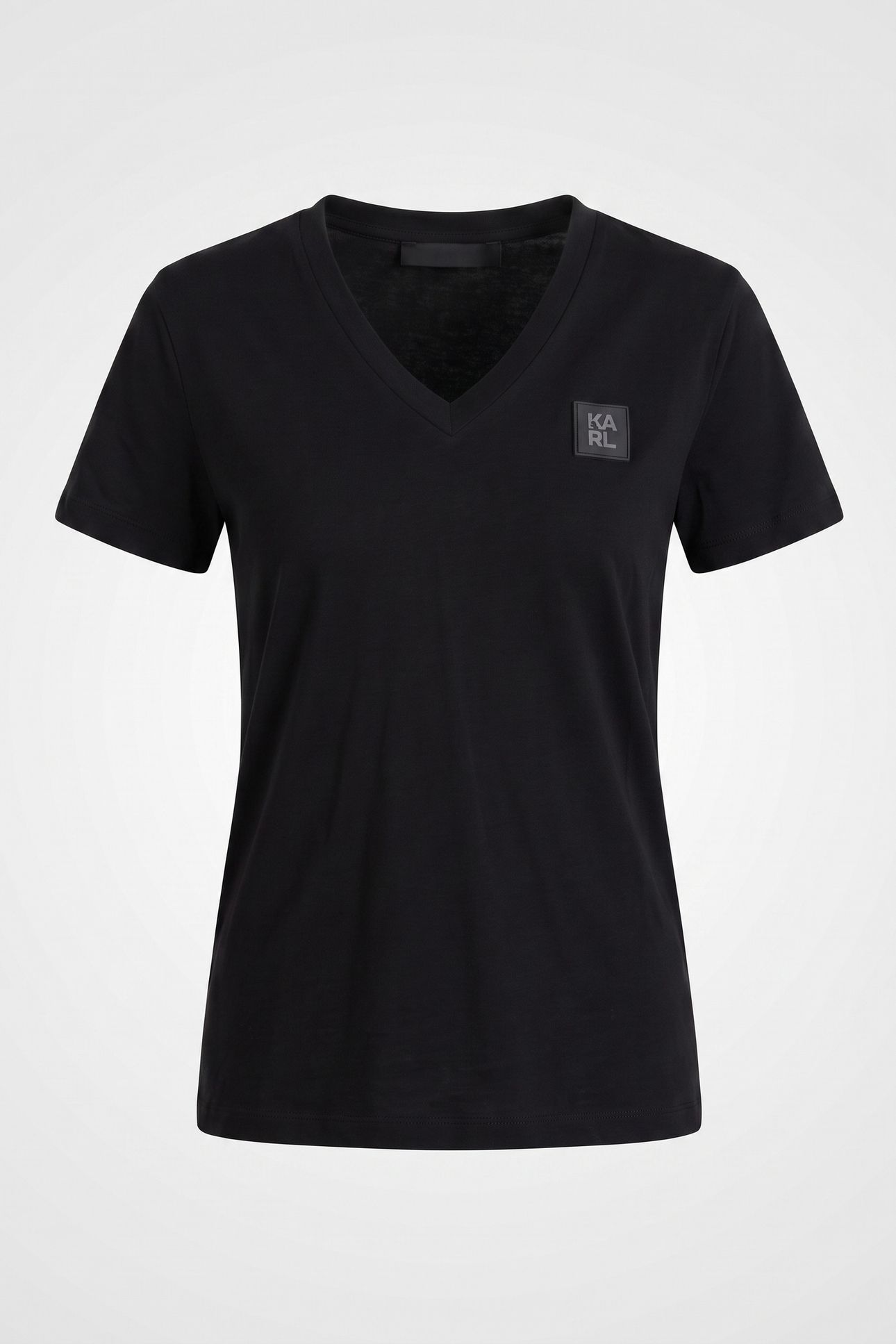 RUBBER PATCH V-NECK T-SHIRT BLACK 6