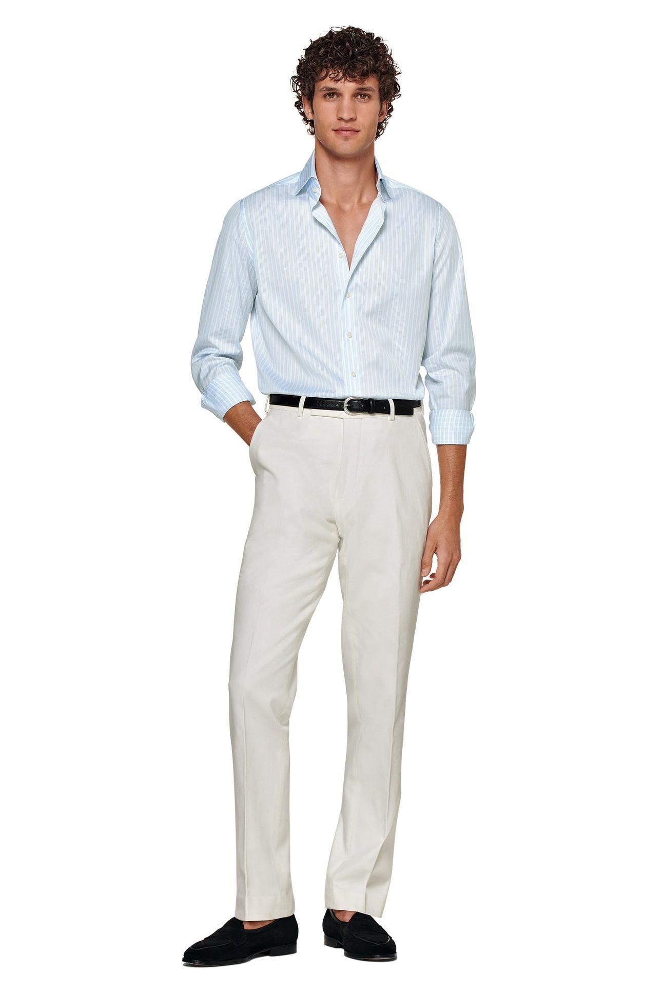 CUTAWAY RETRO STRIPE WHITE FORMAL SHIRTS LIGHT BLUE 1