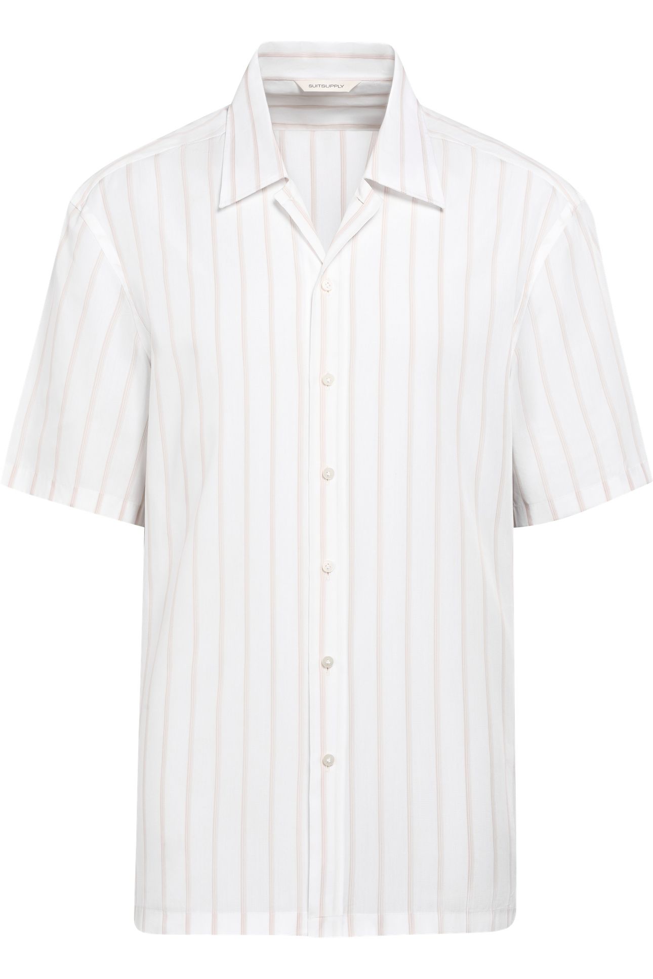 SHIRT-SHORTSLEEVE-LYOCELLSTRIPETAUPE CASUAL SHIRTS WHITE 6