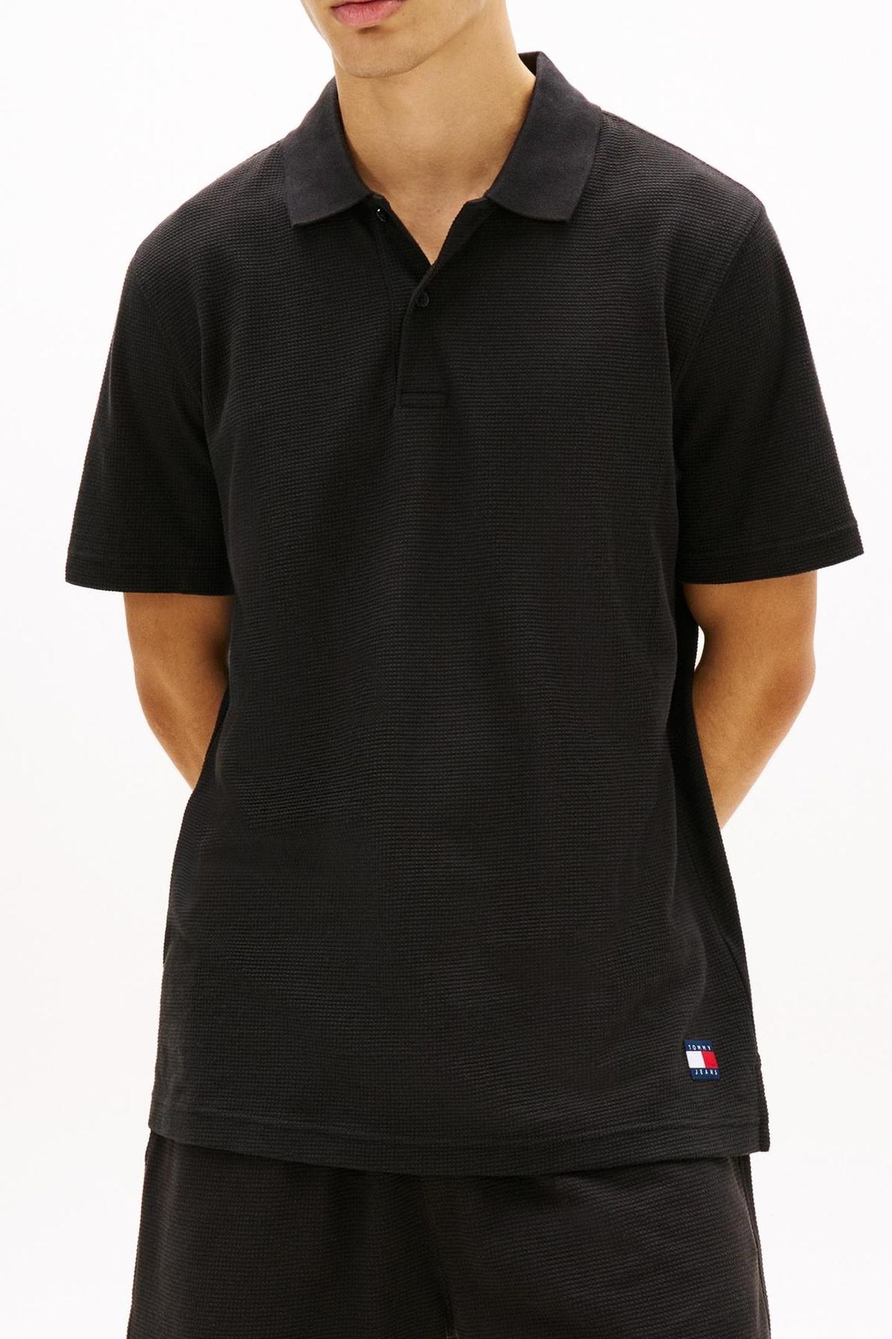 TJM REGULAR WAFFLE POLO BLACK 3