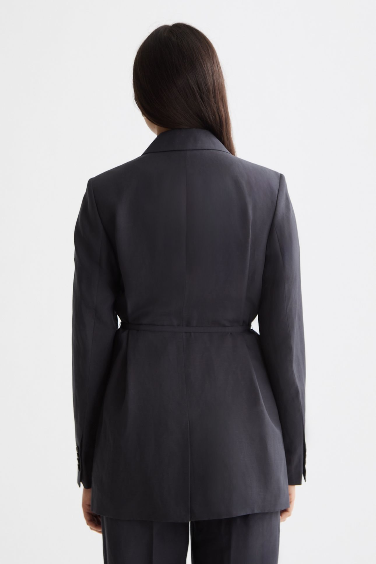 DOUBLE BREASTED BELTED DRAPEY BLAZER CHARCOAL ART 3