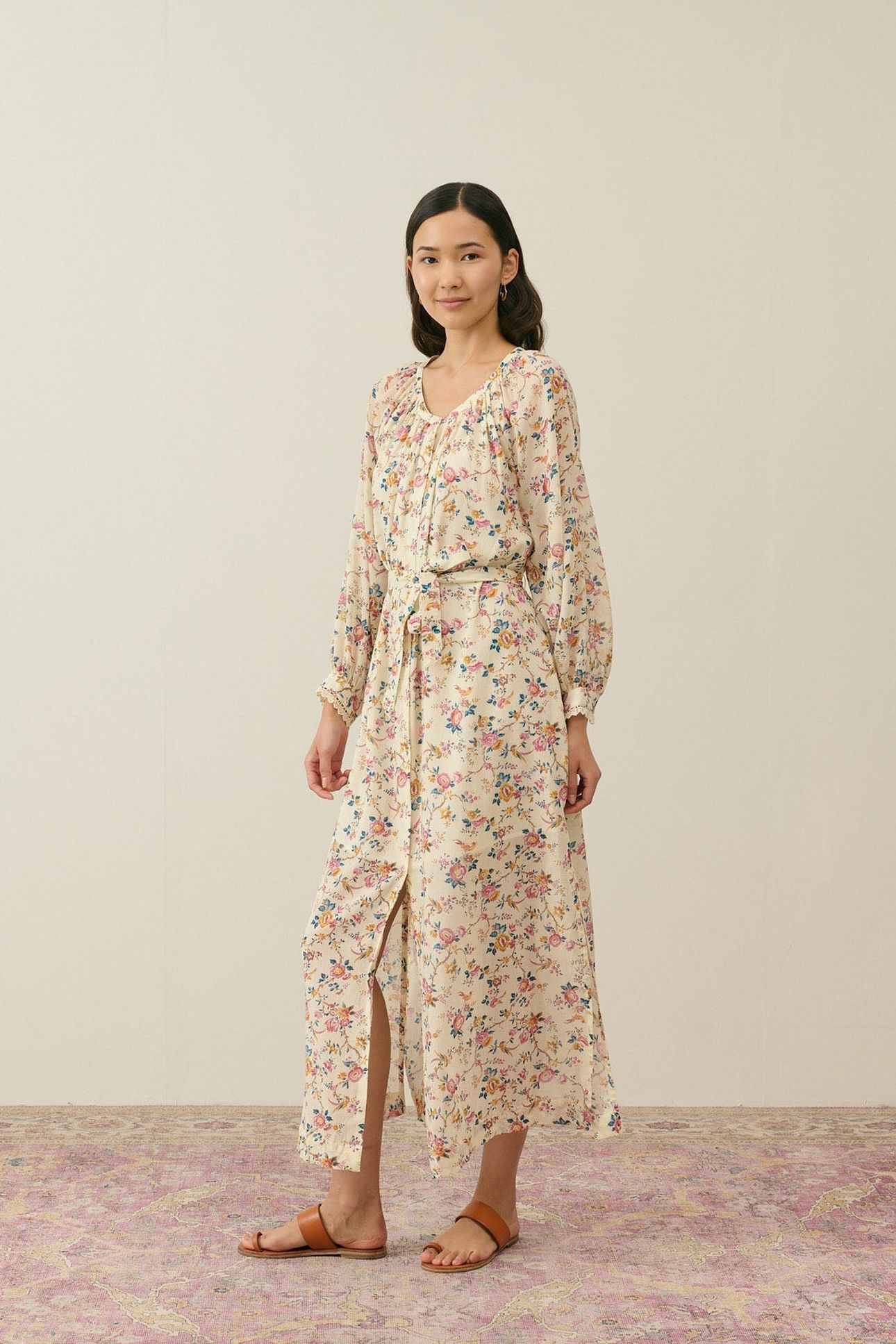 DRESS CILONA CREAM RETRO GARDEN 1