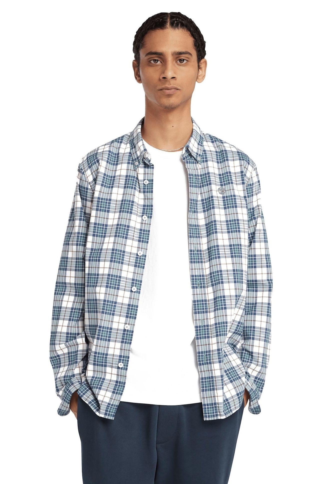 LS STRETCH POPLIN TARTAN SHIRT SLIM TRELLIS YD 2