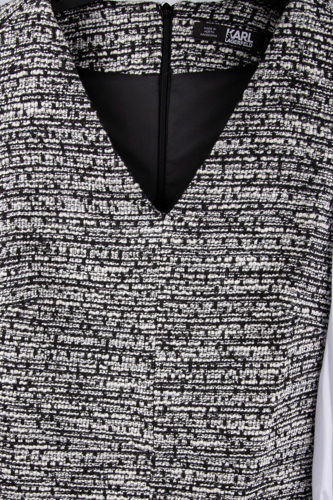 BOUCLE POPLIN SLEEVE DRESS BLACK/WHITE BOUCLE 4