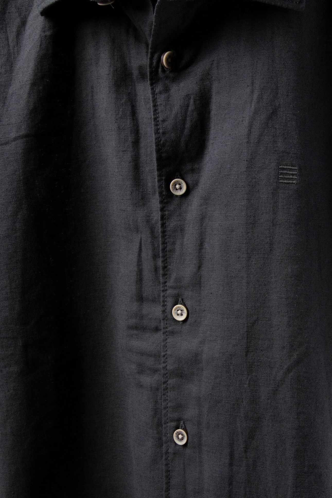 SHIRT SHORT SLEEVE SOLID WITH LINEN DARK STEEL 4