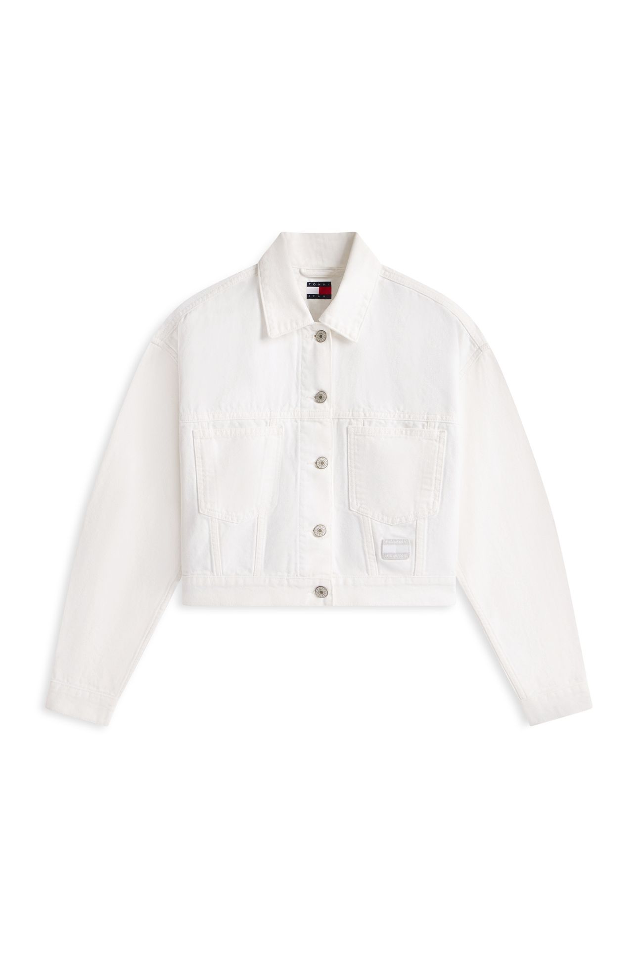 OVERSIZED CROP TRUCKER JACKET DENIM WHITE 4