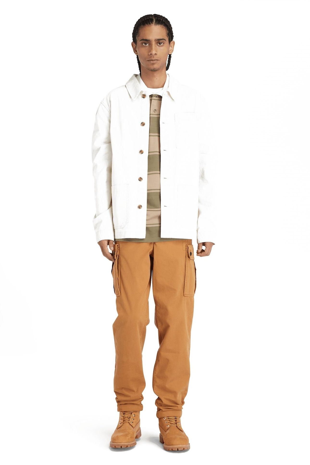 WASHED CANVAS CHORE JACKET VINTAGE WHITE 1