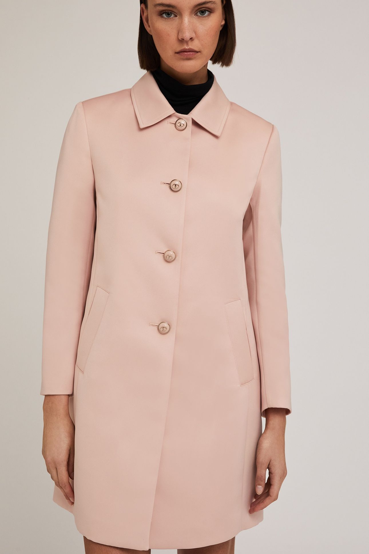 SINGLE-BREASTED COAT IN DUCHESSE SATIN POWDER PINK 3