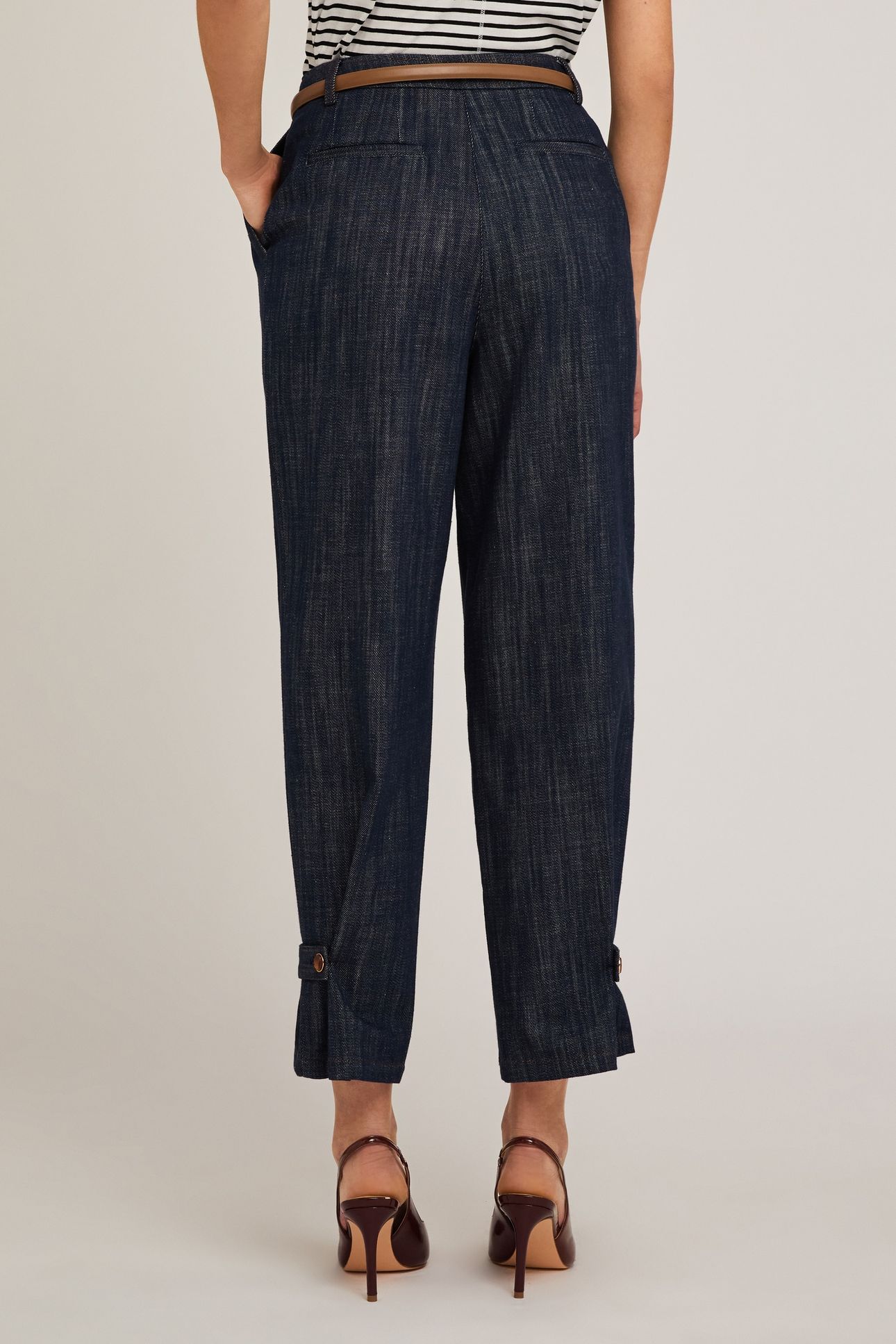 TROUSERS WITH DENIM EFFECT STRAP ON THE HEM BLUE 2