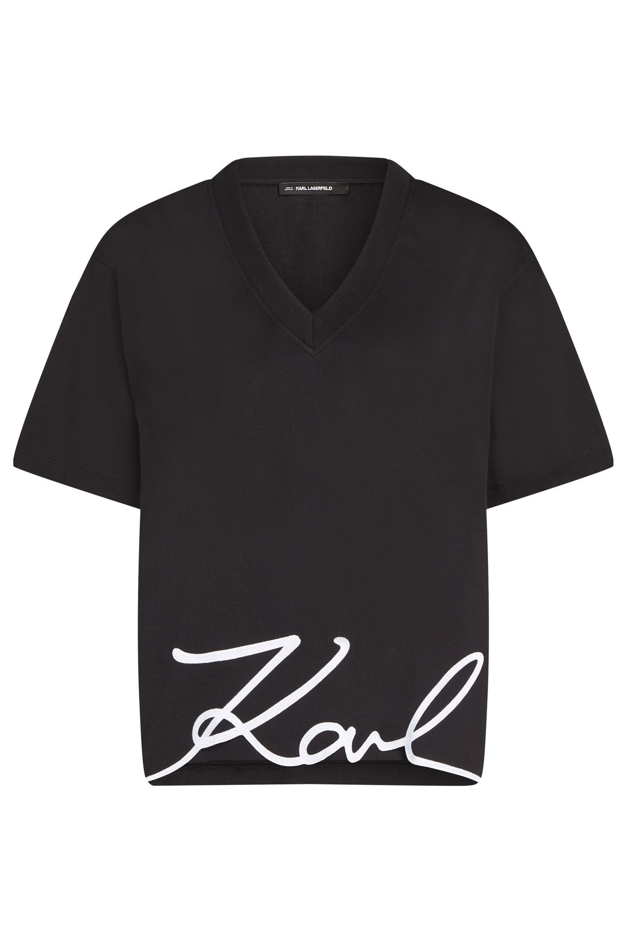 KARL SIGNATURE HEM V-NECK TSHIRT BLACK 6