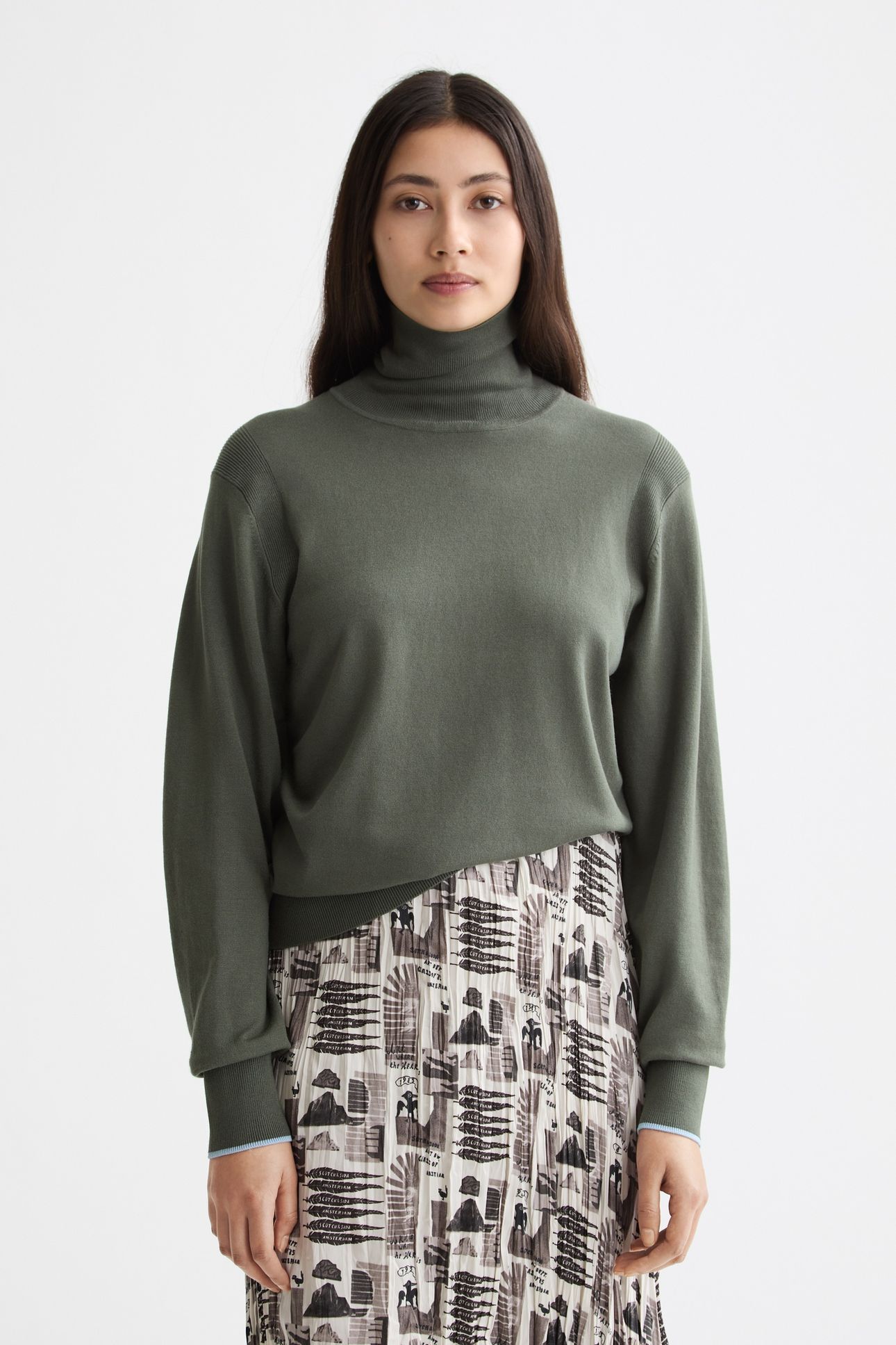 RELAXED FIT ROLL NECK PULLOVER THYME 1