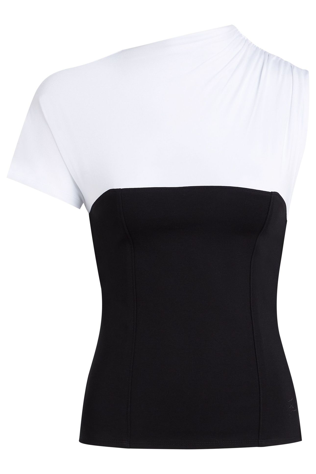 KARL STUDIO FABRIC MIX T-SHIRT WHITE/BLACK 3