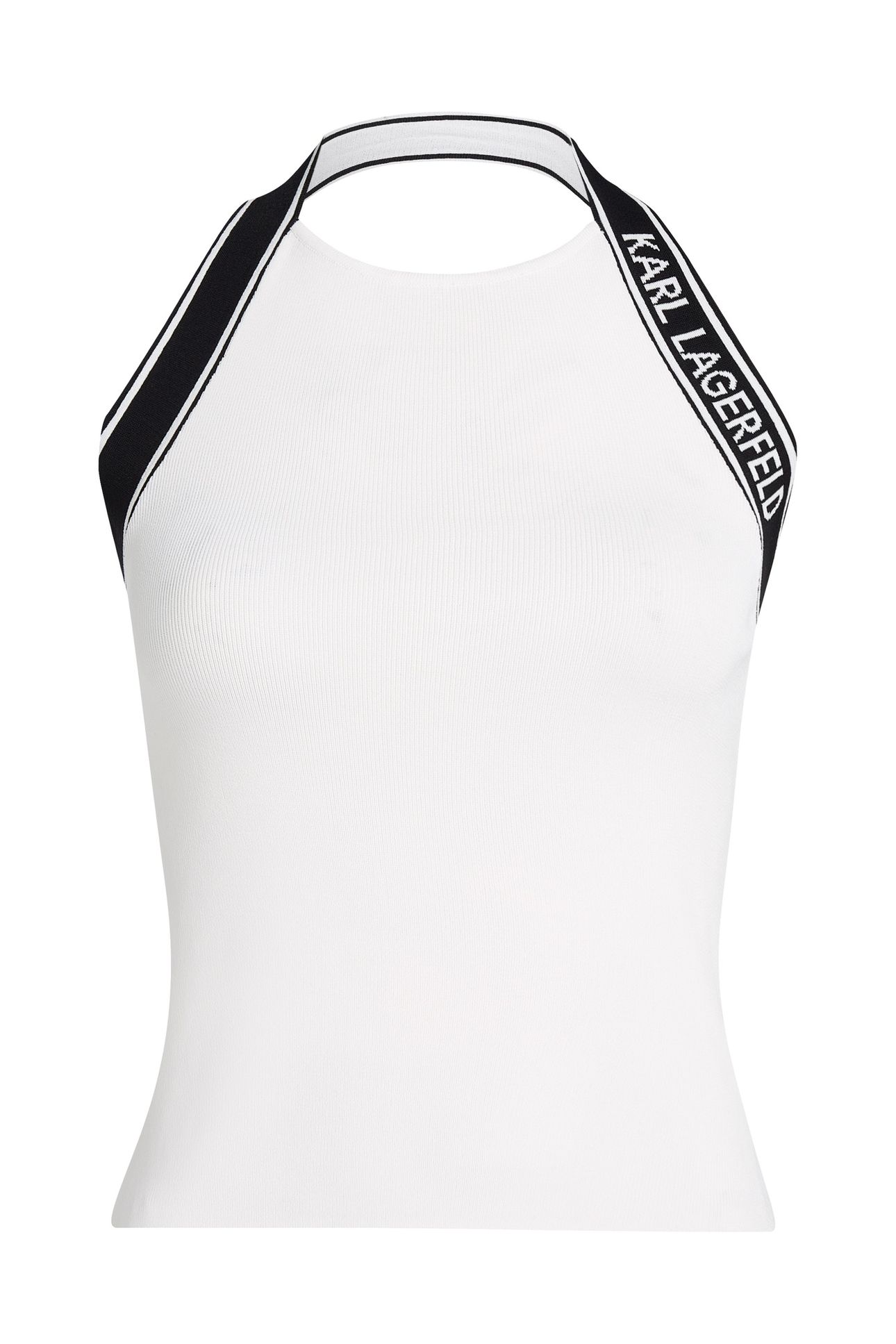 KNIT LOGO HALTER TOP WHITE/BLACK 5