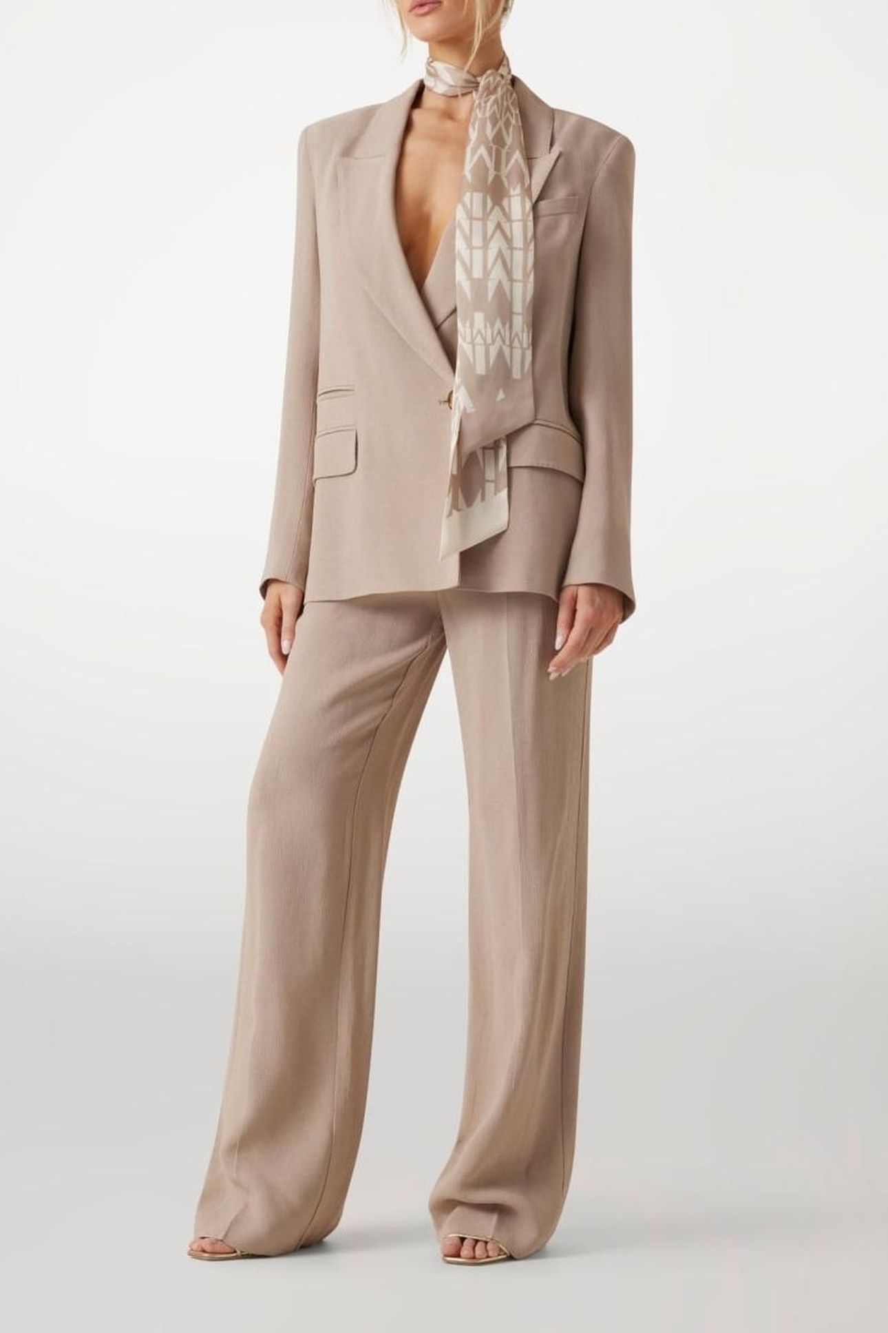 ARIANA DOUBLE BREAST VELVET TAUPE 1