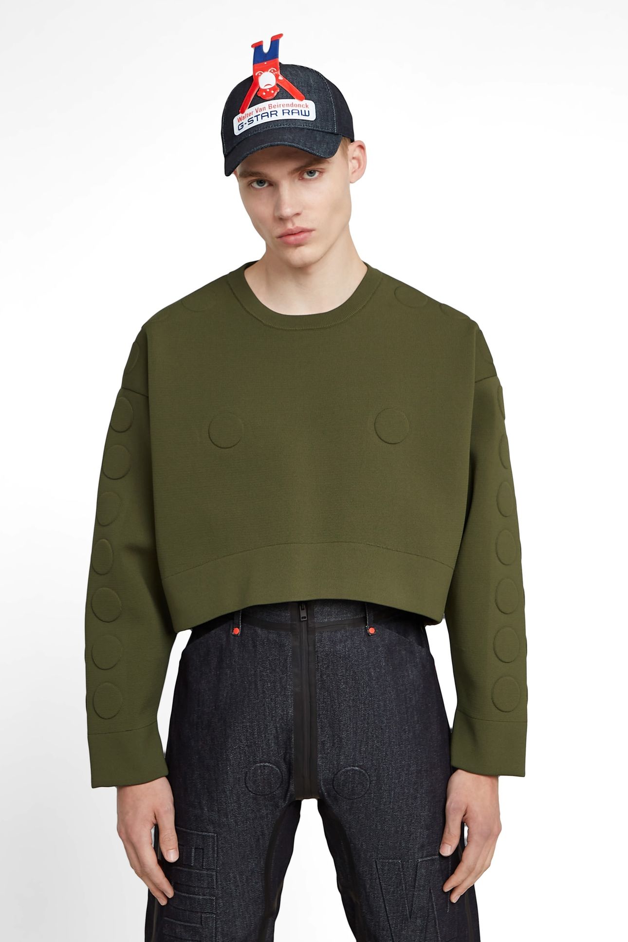 GSXWVB OVERSIZED SHORT SWEAT KNIT ARMY GREEN 2