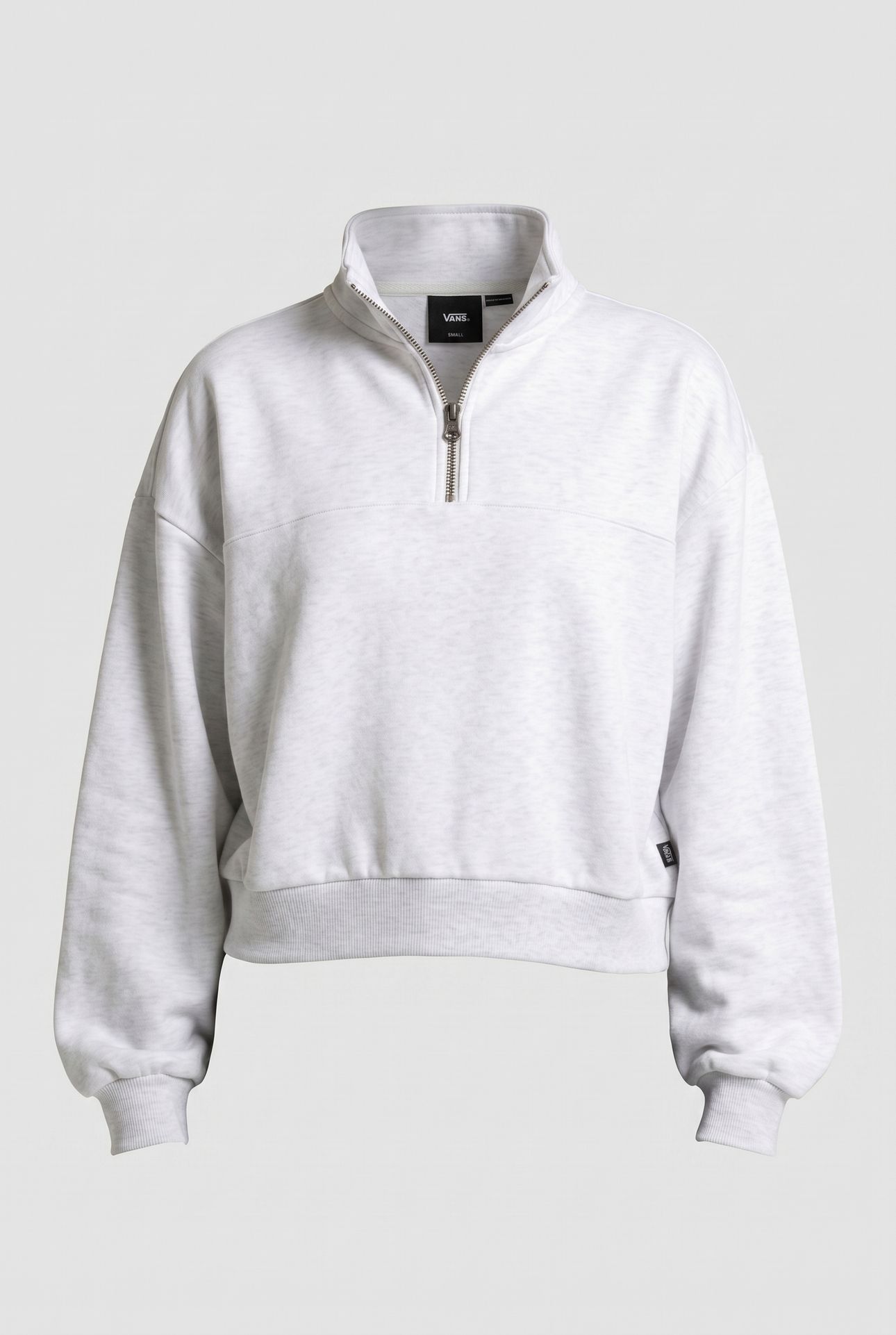 ELEVATED DOUBLE KNIT MOCK NECK WHITE HEATHER 3